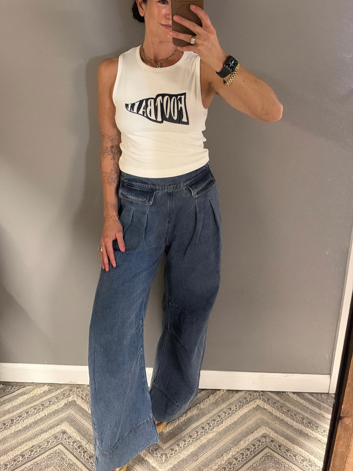 High Waist Wide Leg Denim Pants