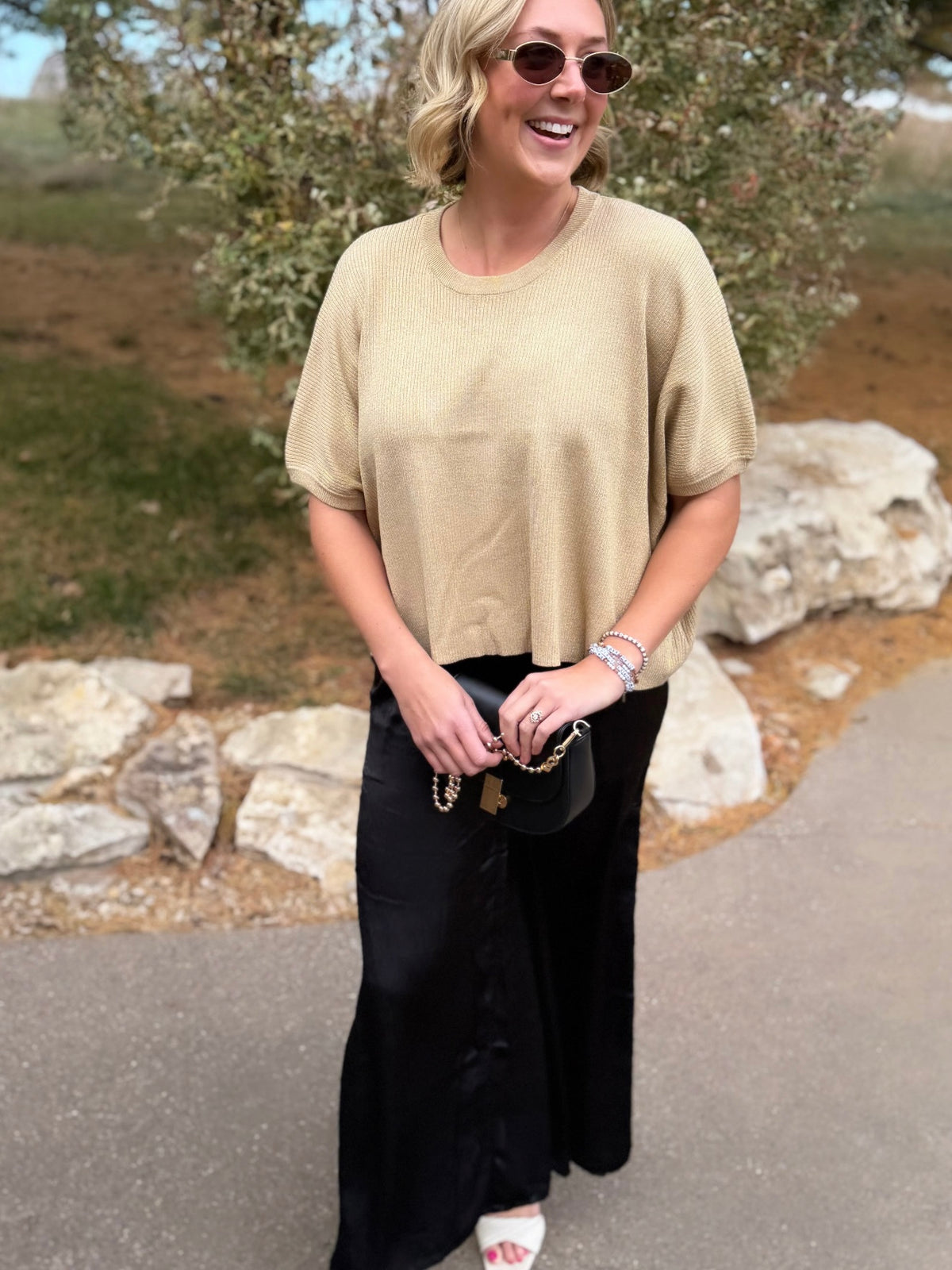 Black Satin Wide Leg Pants