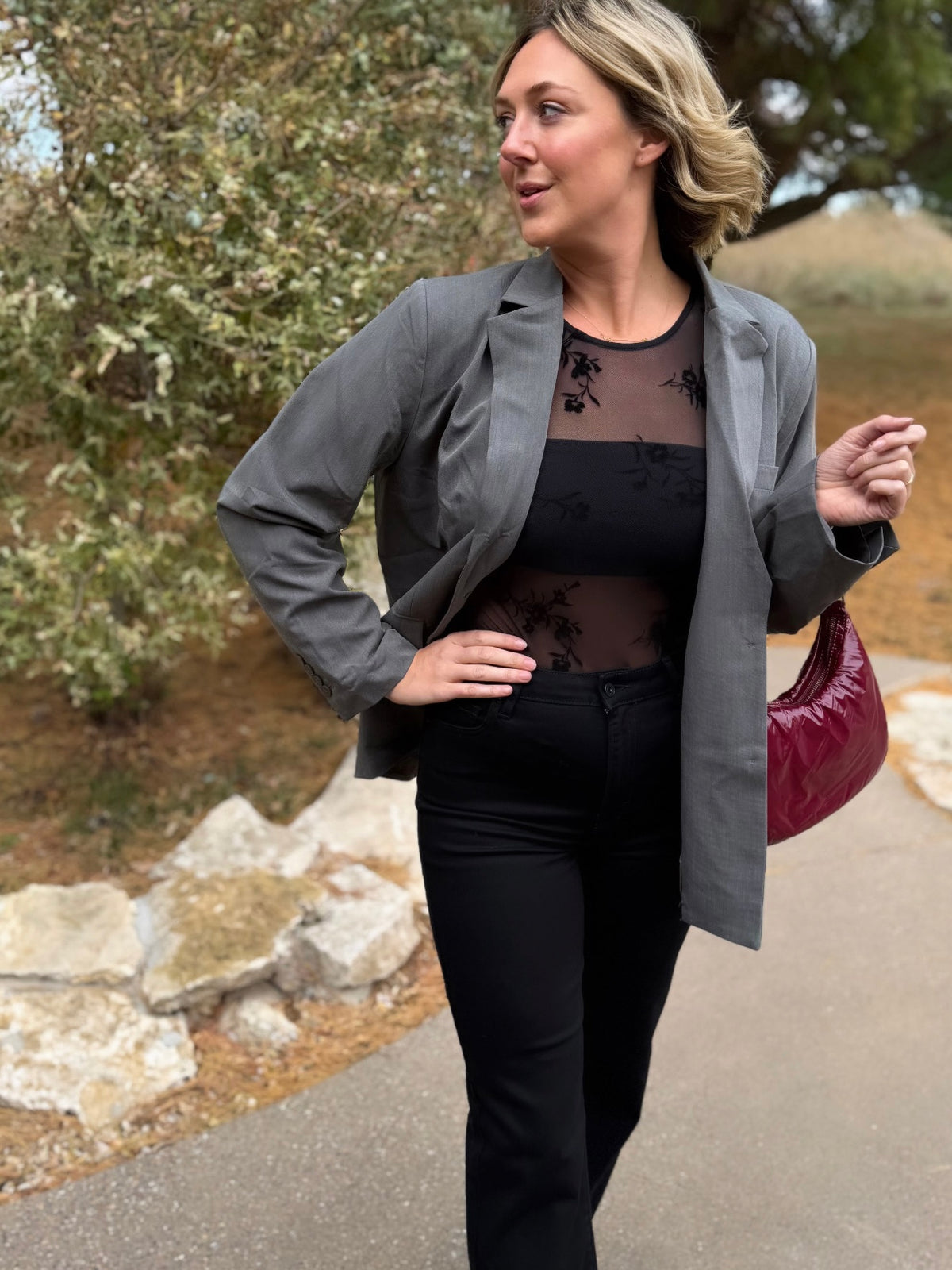 Charcoal Grey Oversized Blazer