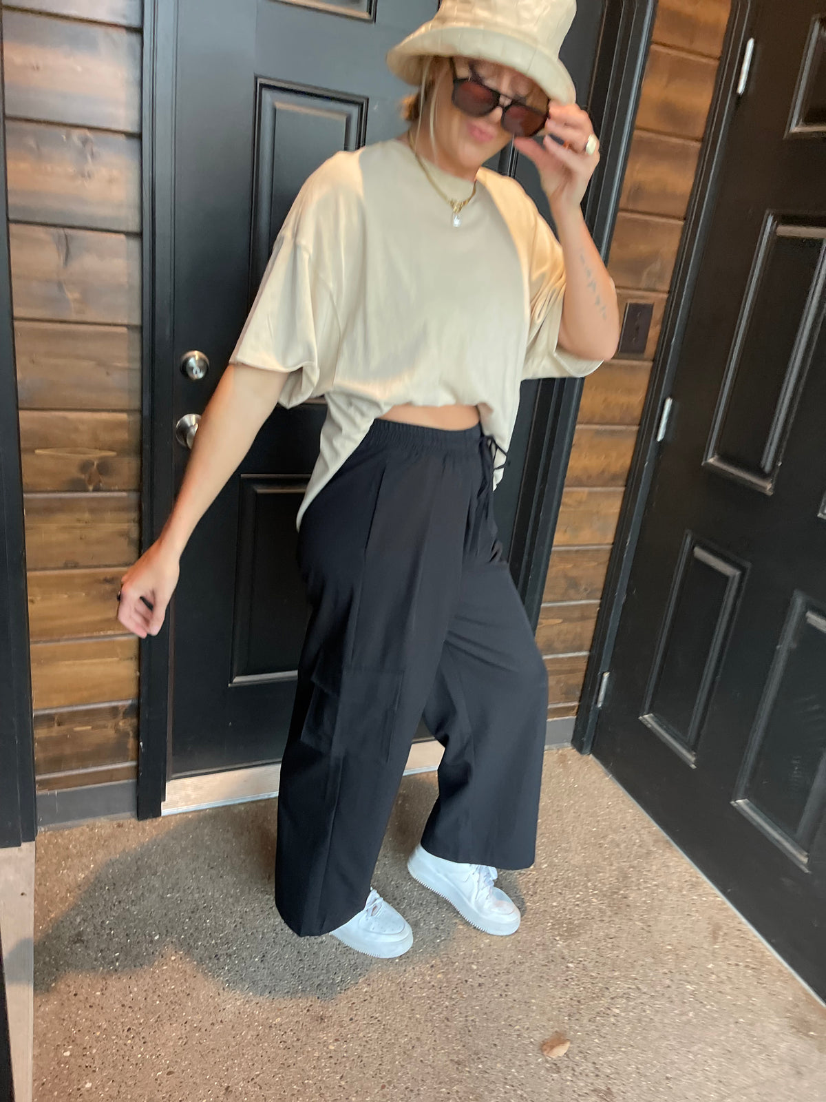 Black Wide Leg Cargo Pants