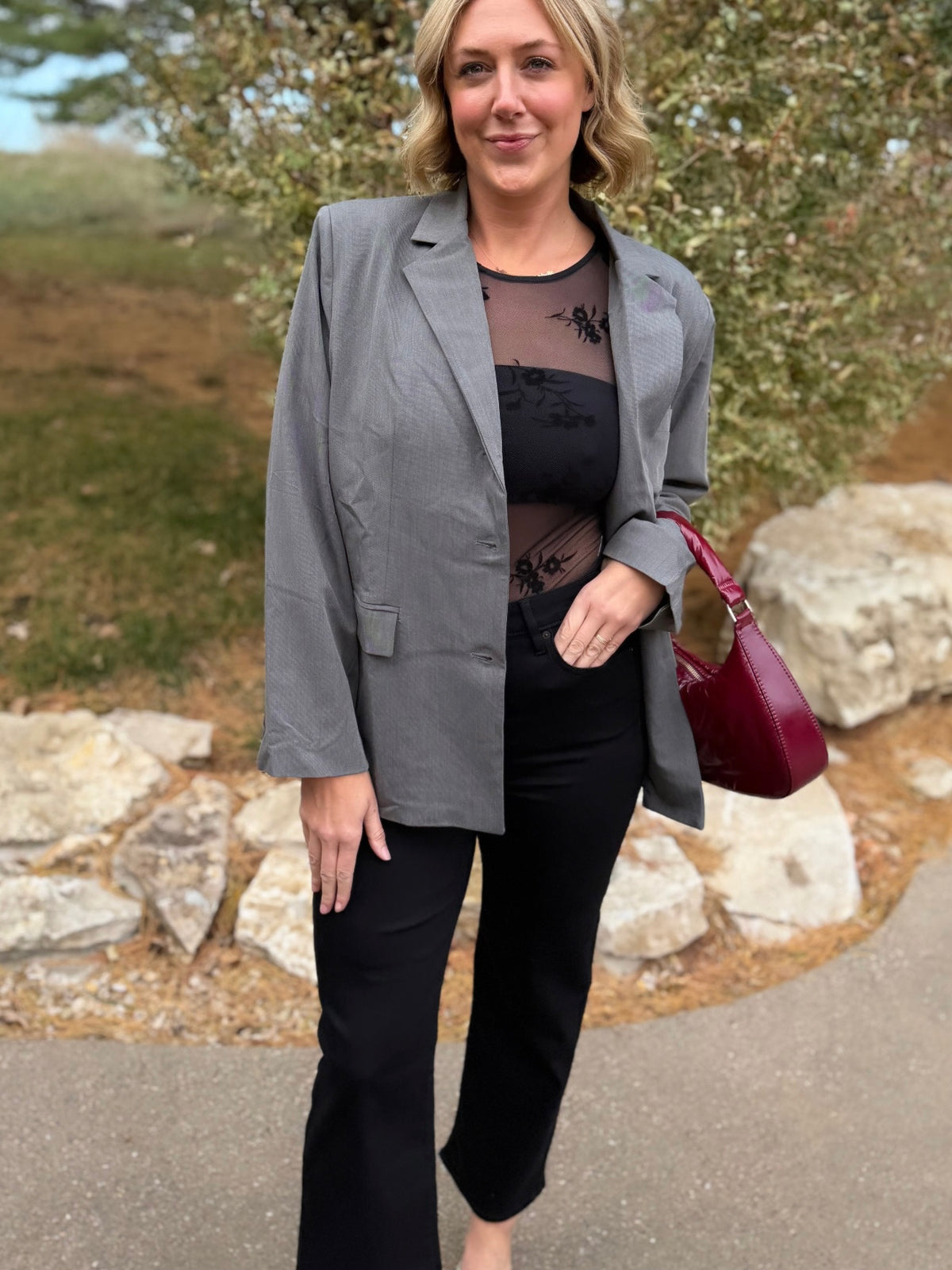 Charcoal Grey Oversized Blazer