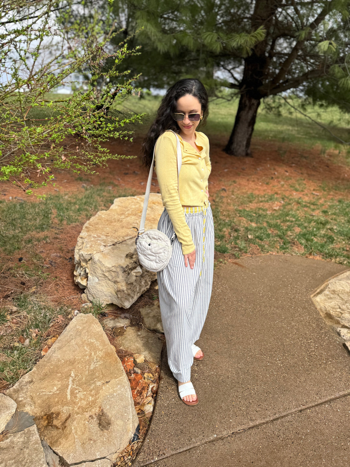 Navy & Yellow Relaxed Striped Lounge Pants