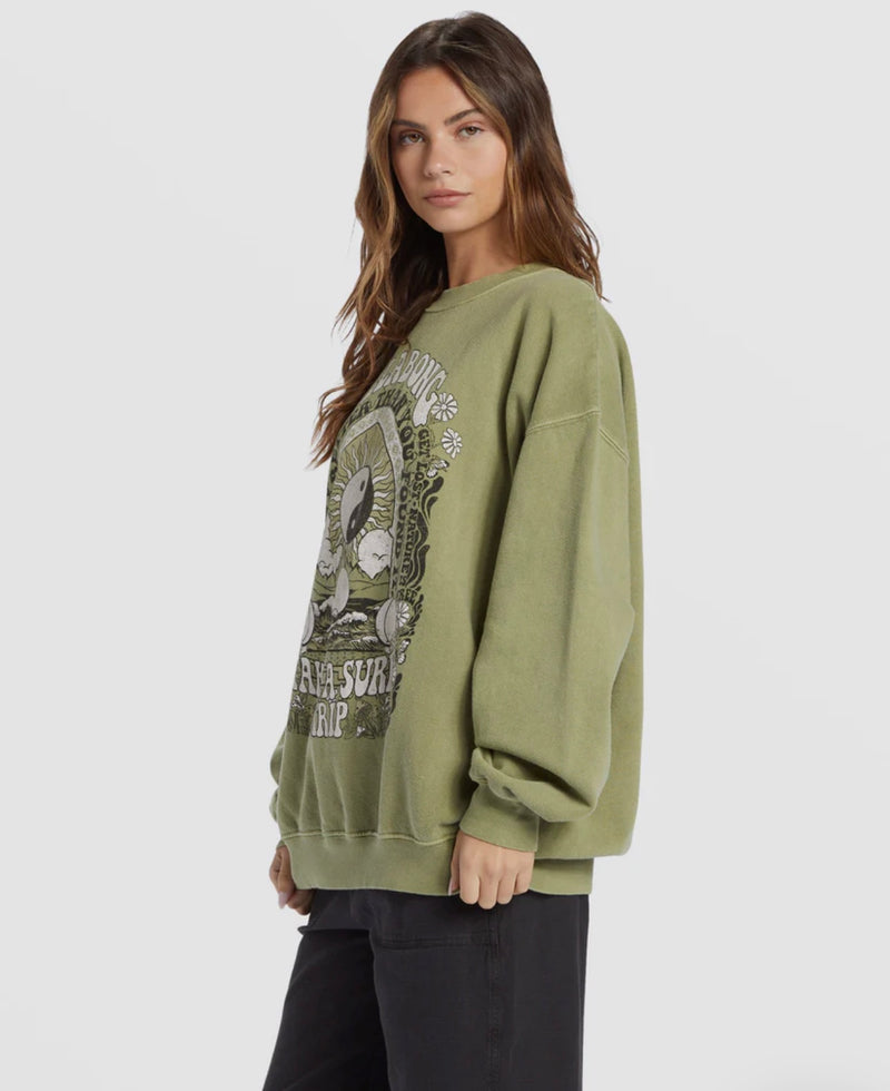 Billabong Ride In Oversized Crewneck Sweatshirt