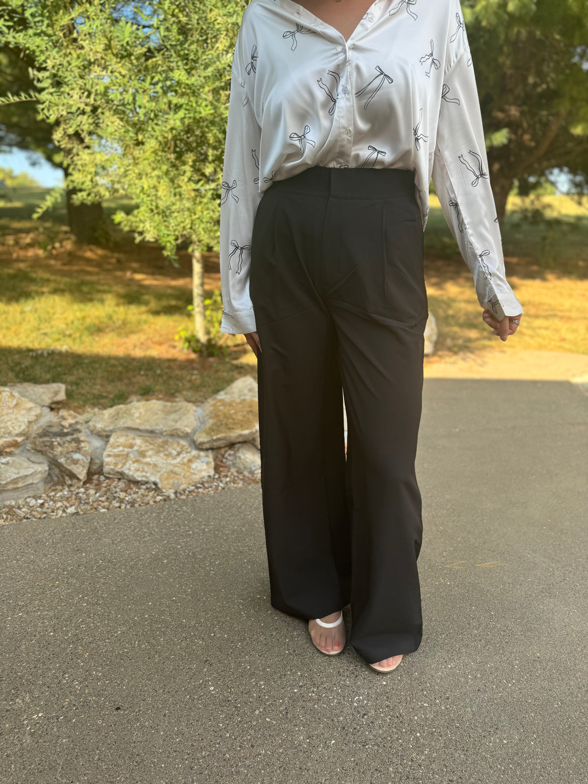 Black High Waisted Wide Leg Trousers