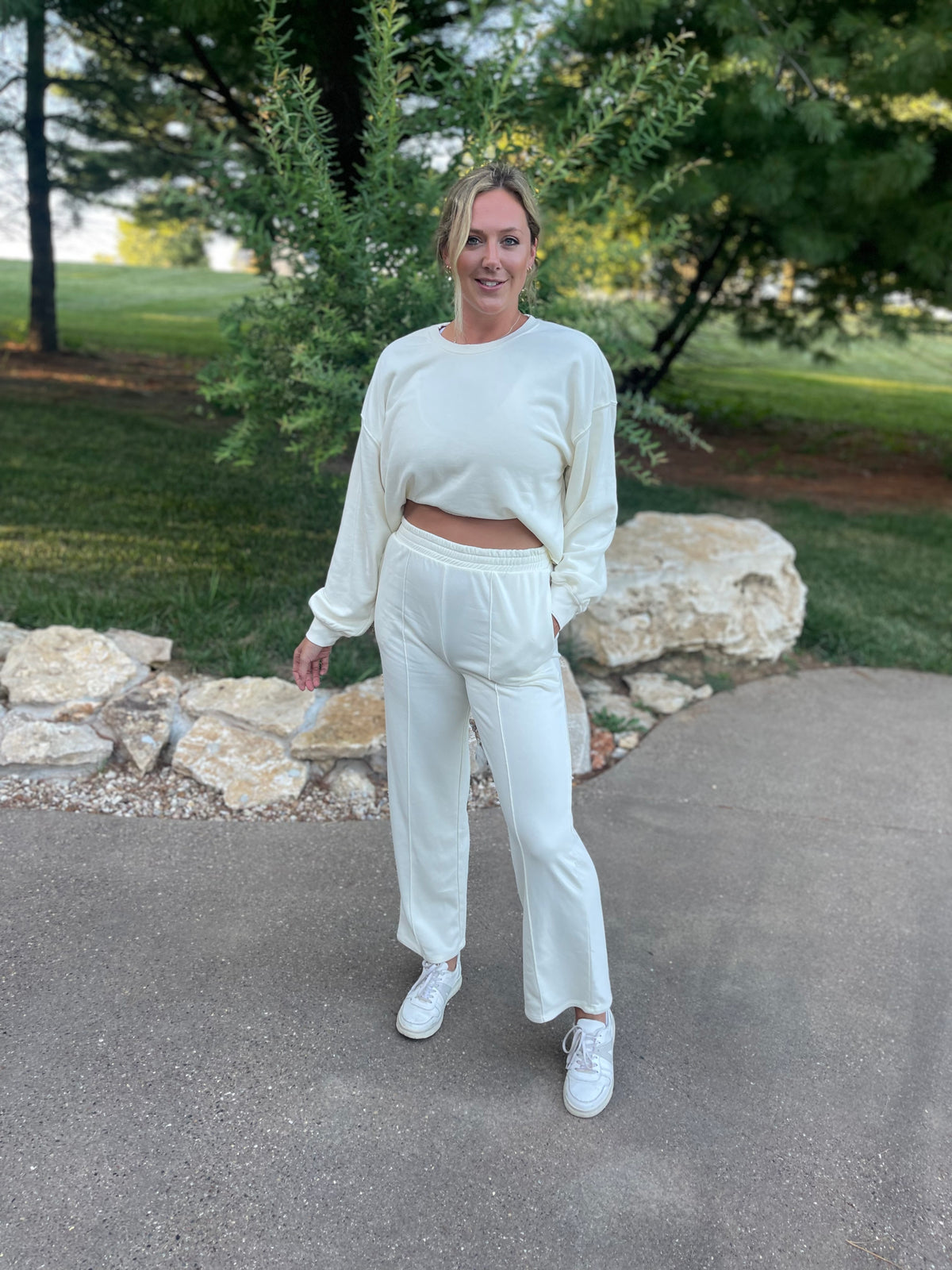 Cream Cropped Sweatshirt