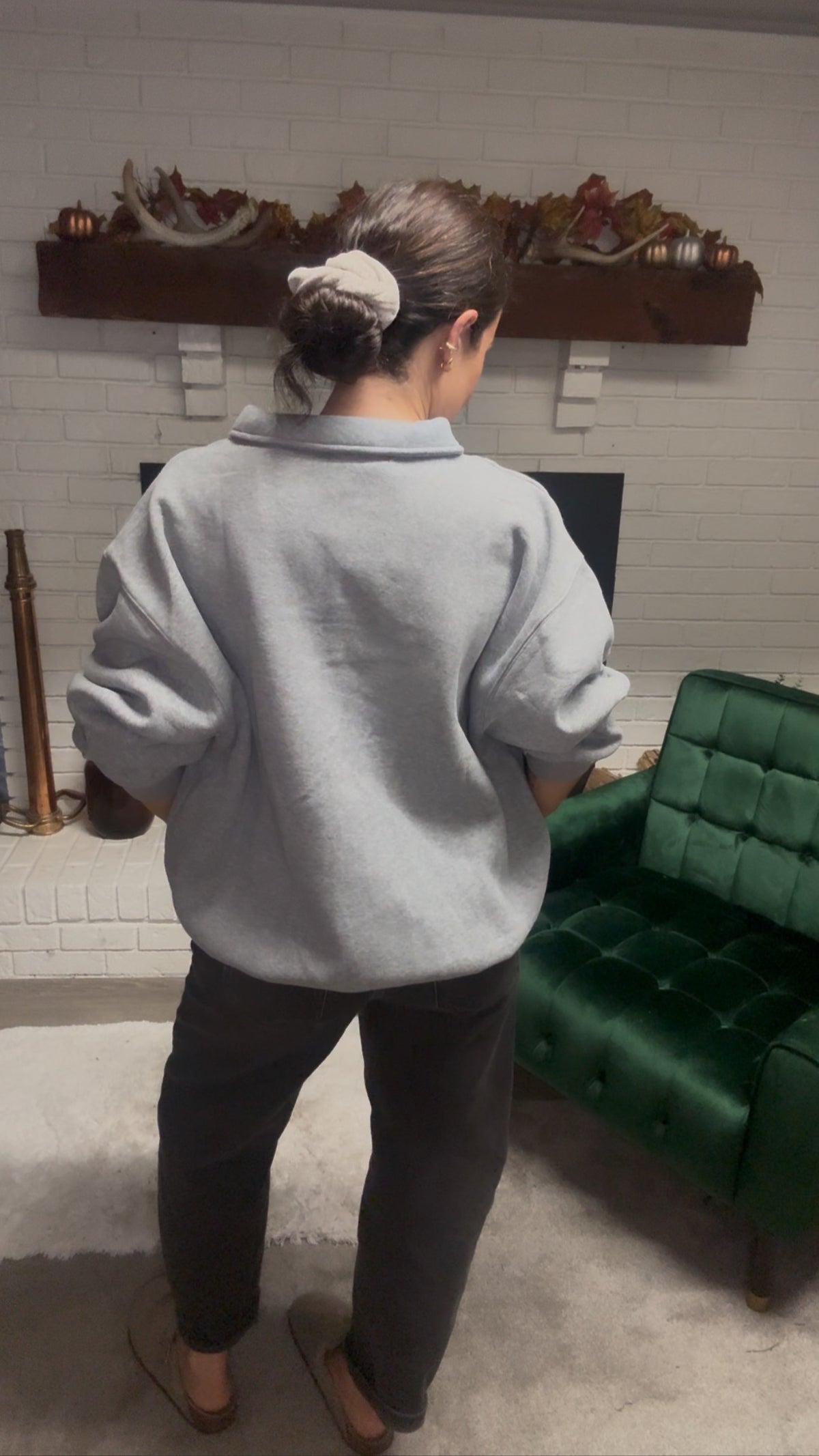 Heather Grey Henley Pullover Sweatshirt