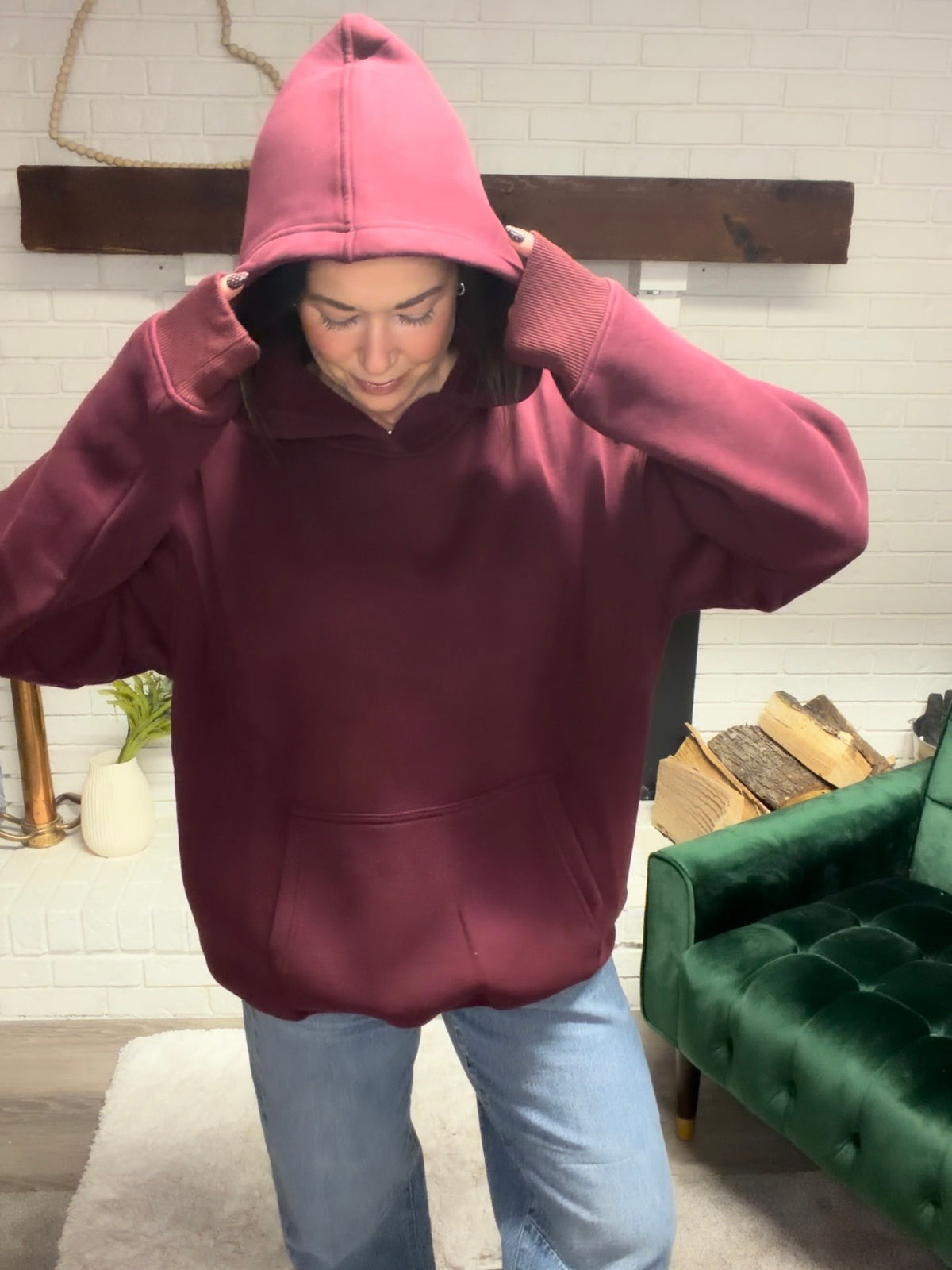 Black Cherry Cloud Fleece Oversized Hoodie