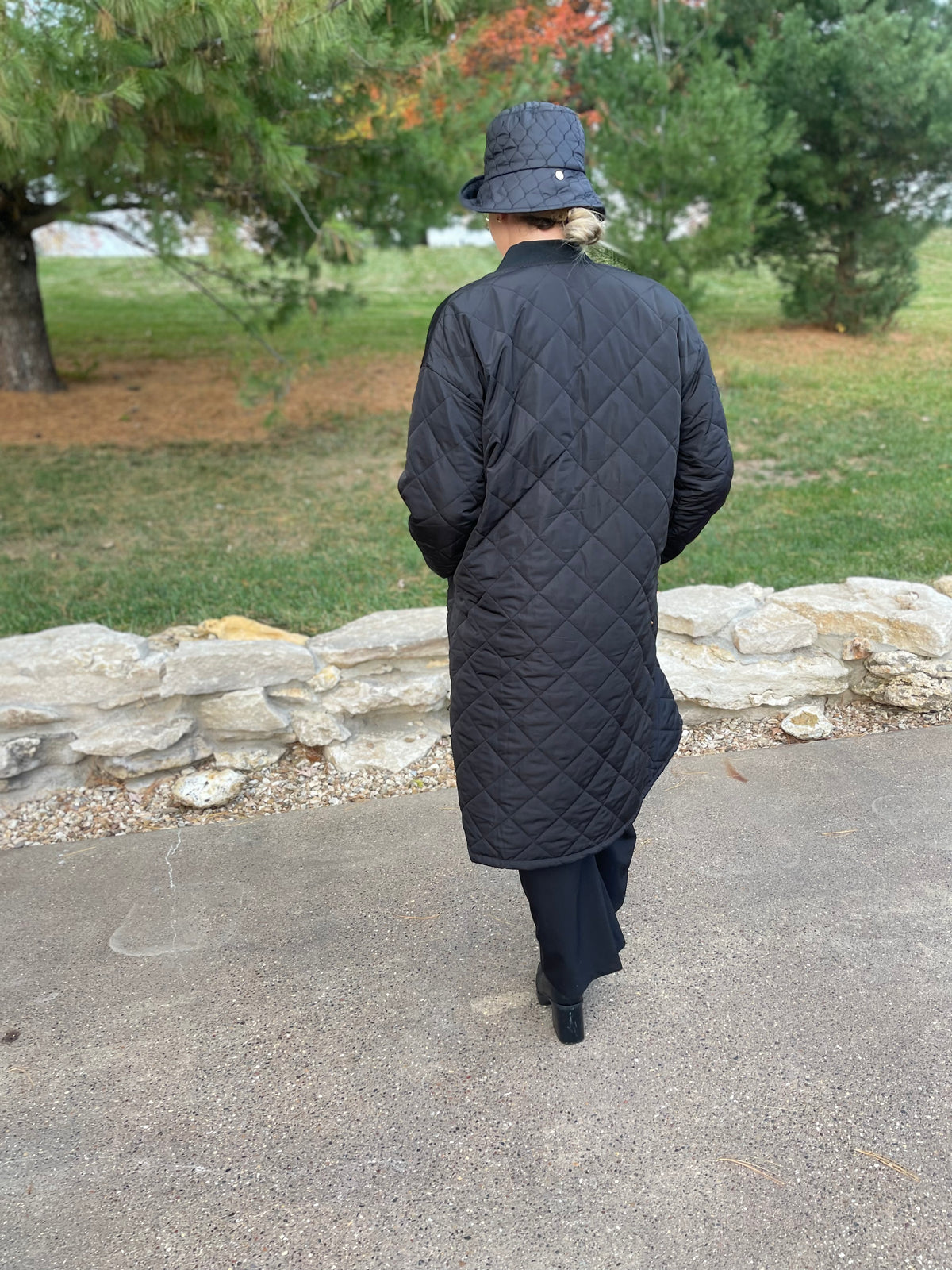 Black Maxi Quilted Coat