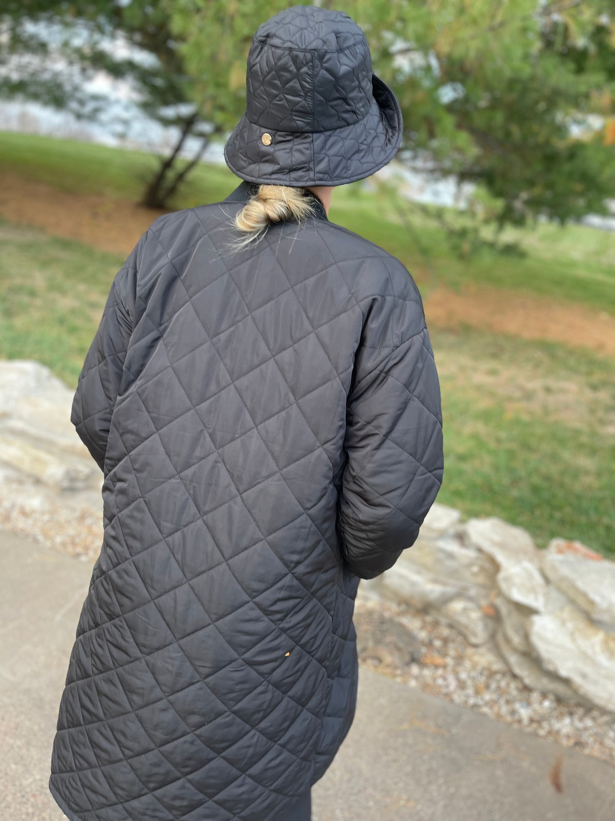 Black Maxi Quilted Coat