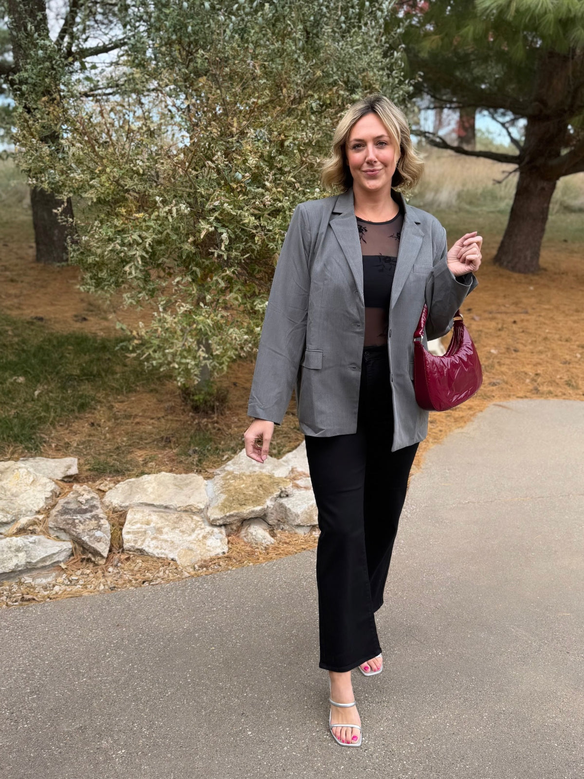 Charcoal Grey Oversized Blazer