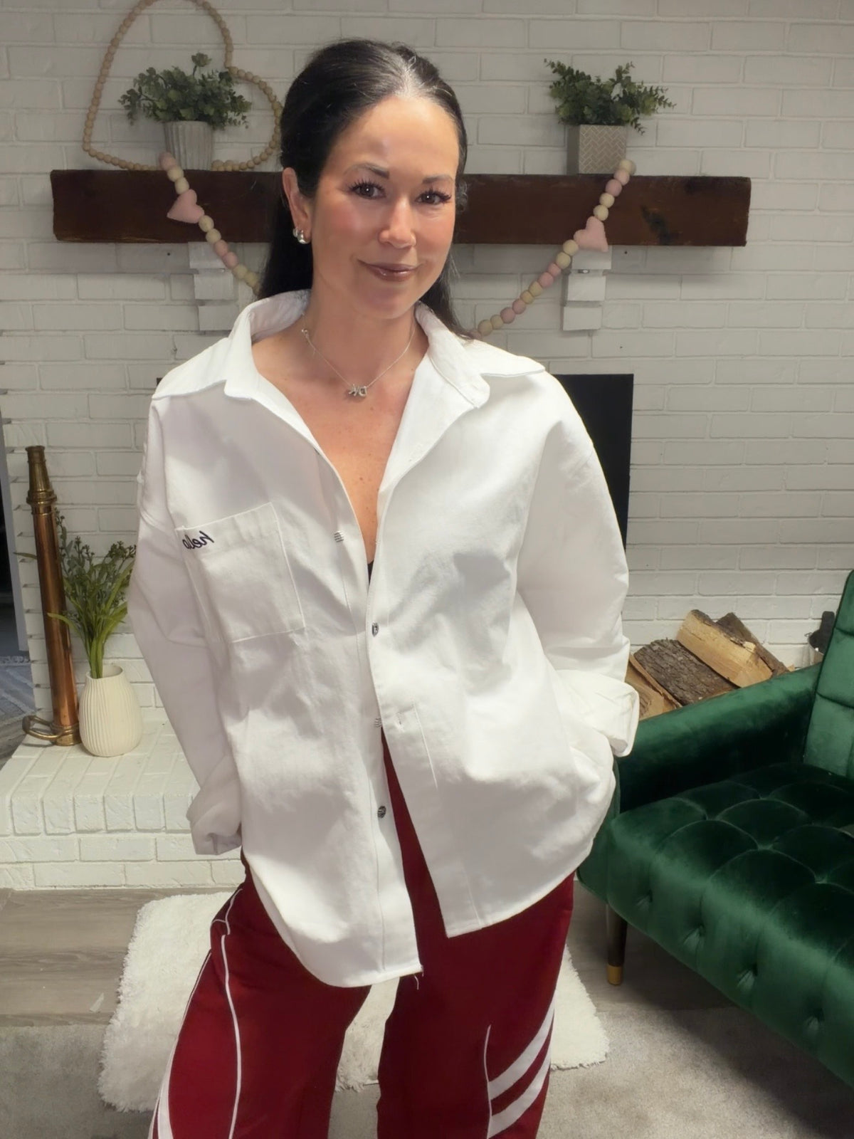 White Button Front Hello Shacket | Women's Shirt Jacket