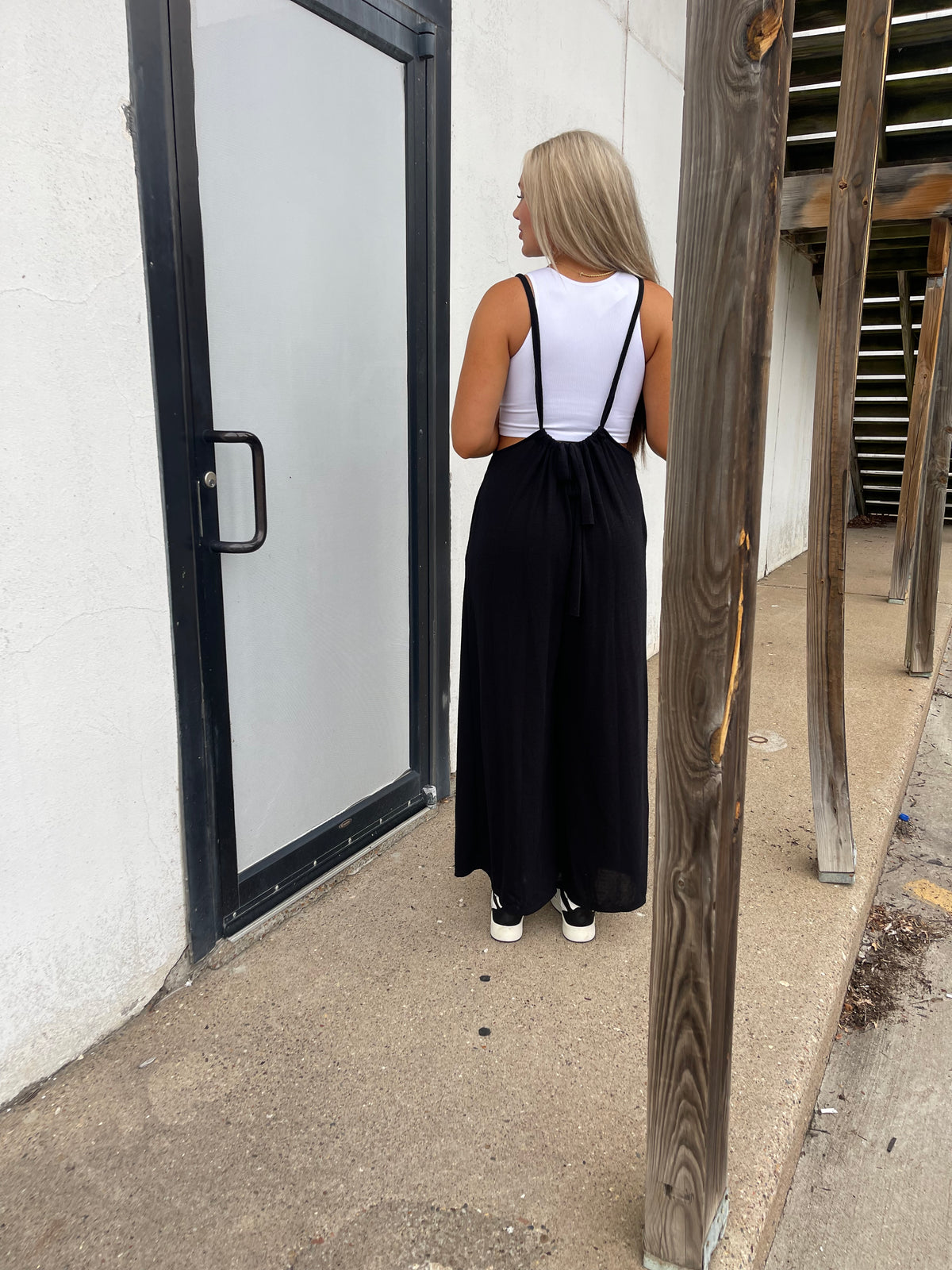 Black Wide Leg Suspender Jumper