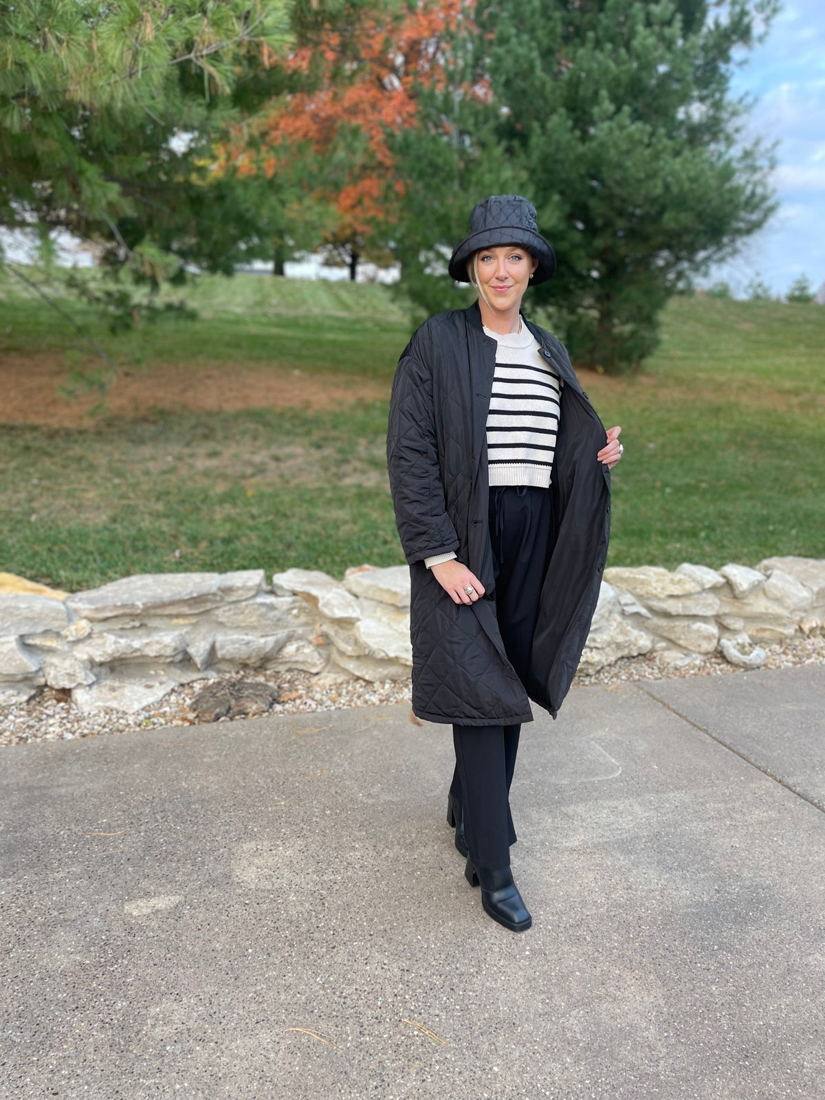 Black Maxi Quilted Coat