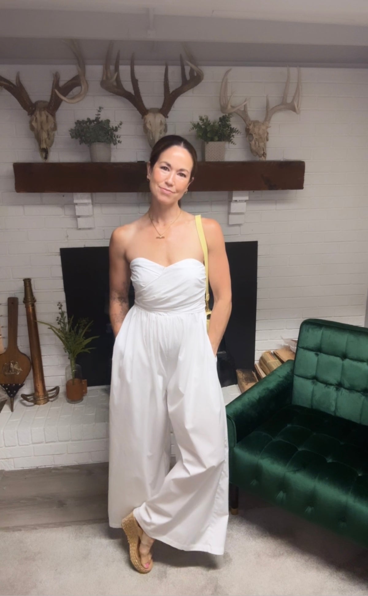 White Wrap Around Tie Wide Leg Jumpsuit