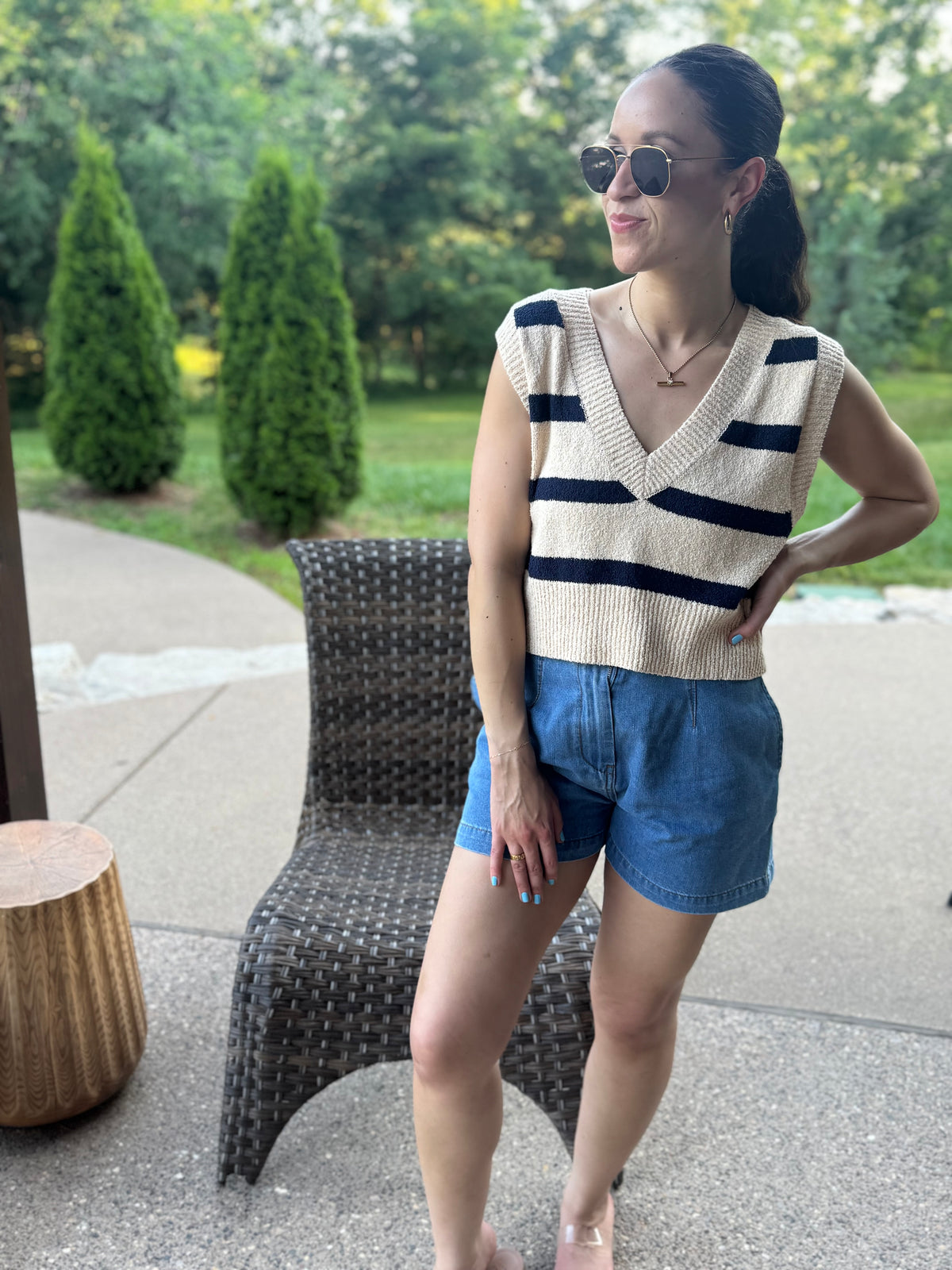 Navy Striped Sweater Vest