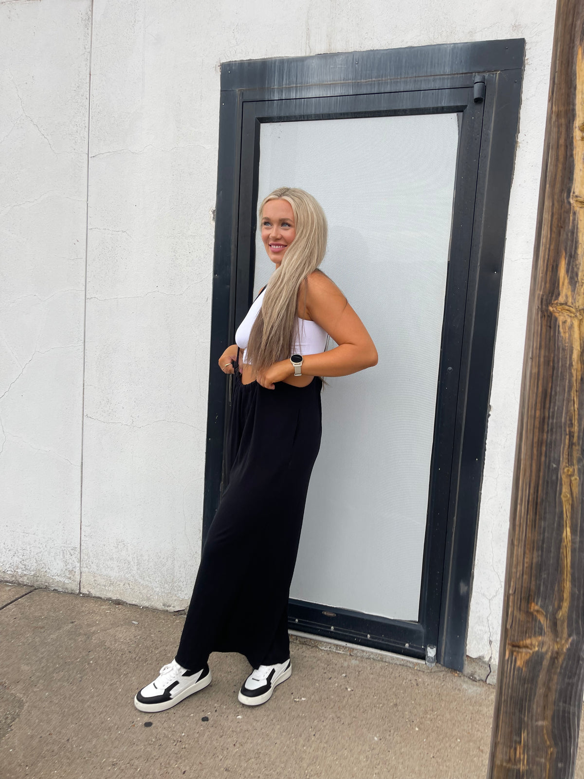 Black Wide Leg Suspender Jumper