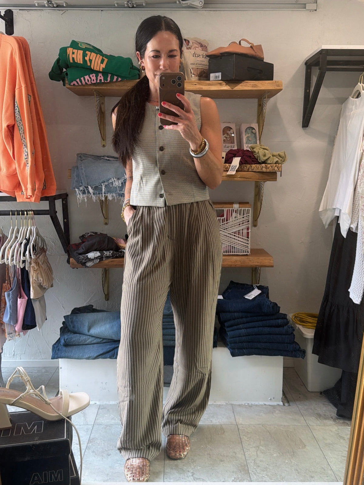 Brown Striped Trouser