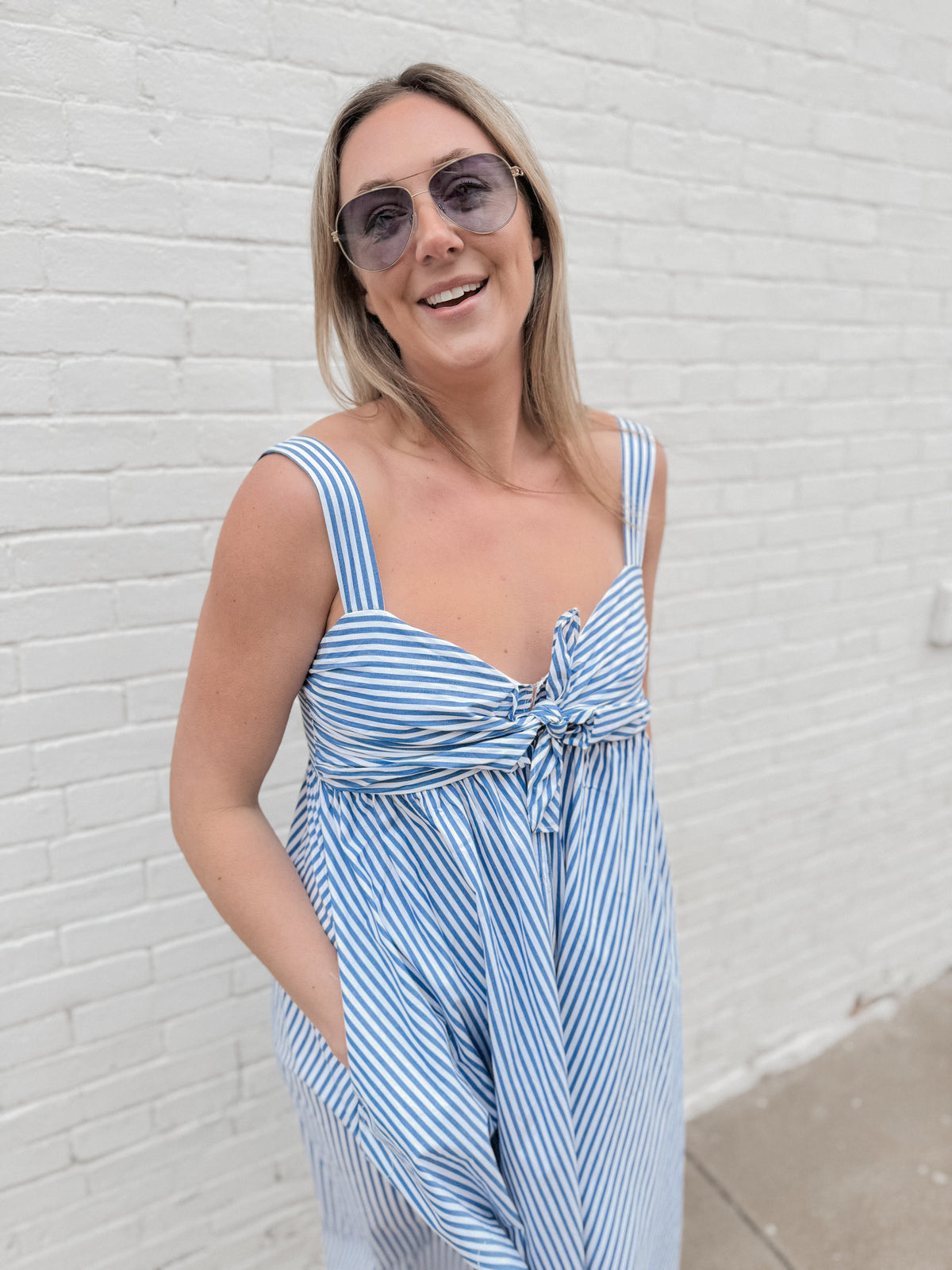 Striped Tie Knot Bust Dress