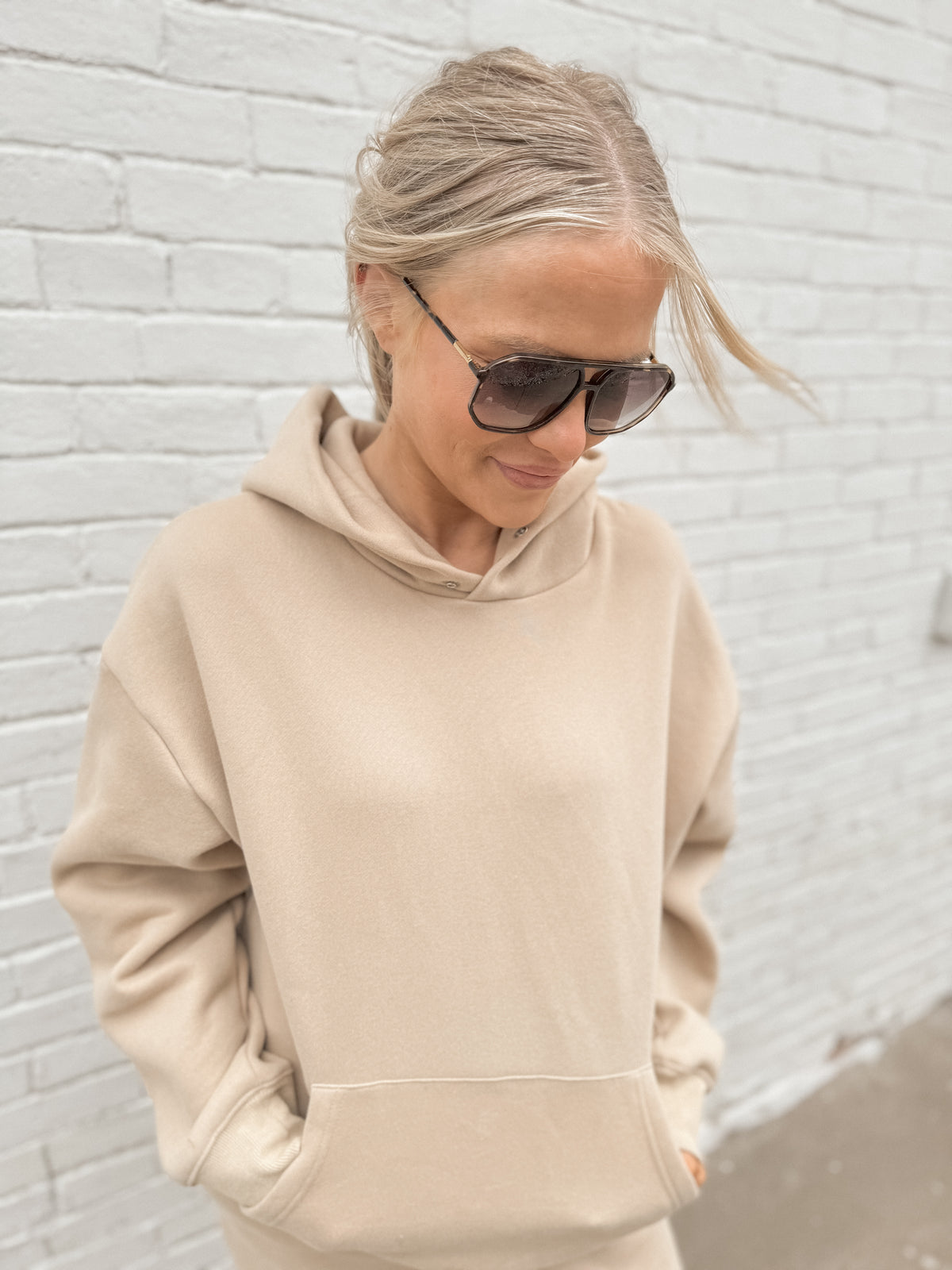 Taupe Soft & Cozy Hoodie with Snaps