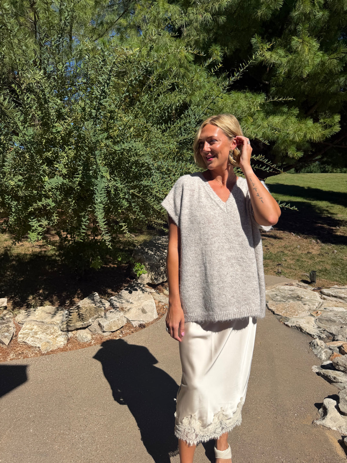 Oatmeal Oversized Sleeveless Sweater