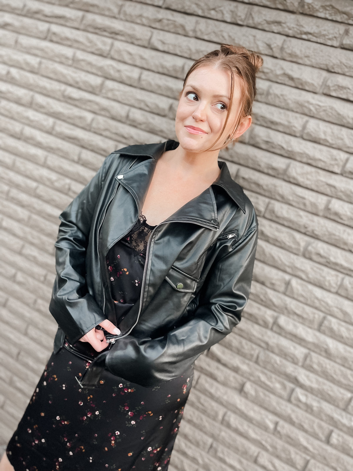 Black Vegan Leather Biker Jacket