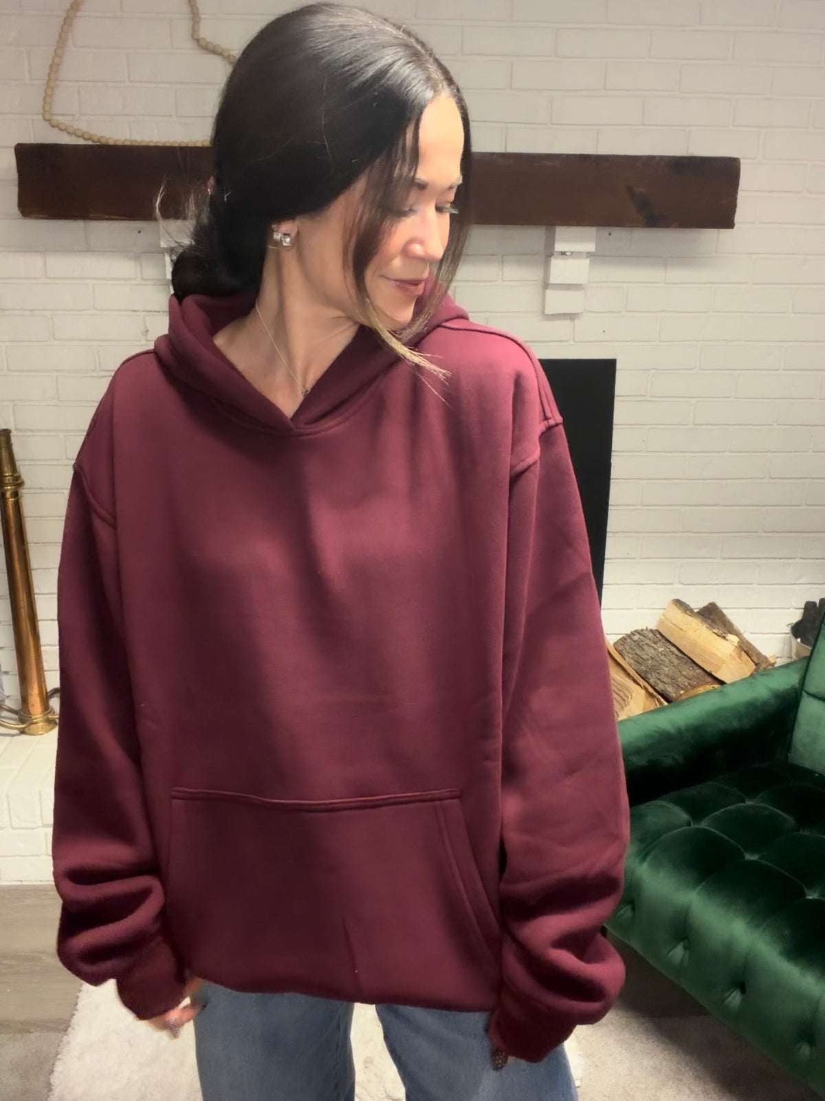 Black Cherry Cloud Fleece Oversized Hoodie