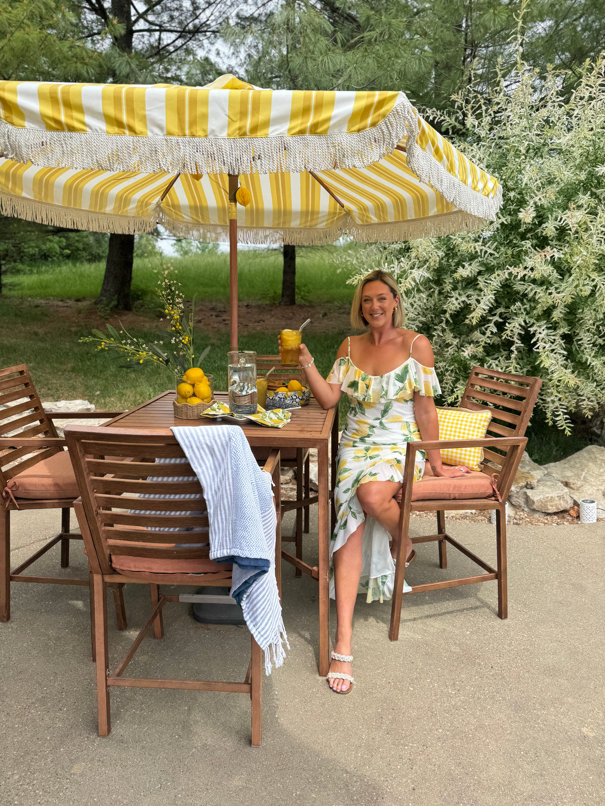 Lemon Side Slit Ruffle Dress