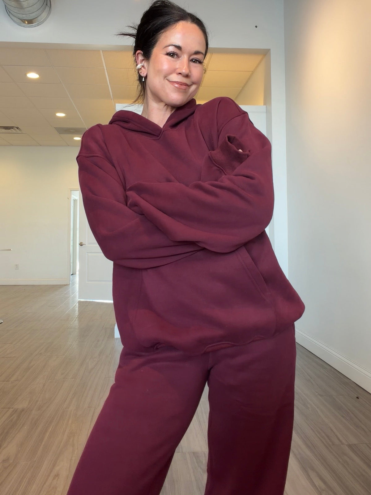 Black Cherry Cloud Fleece Wide Leg Sweatpants