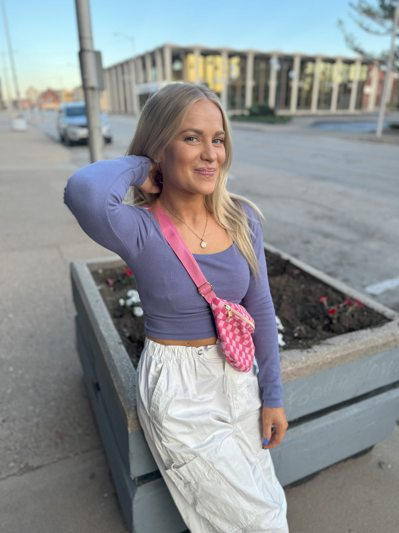 Square Neck Seamless Long Sleeve Top