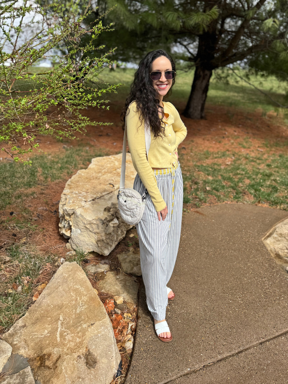 Navy & Yellow Relaxed Striped Lounge Pants