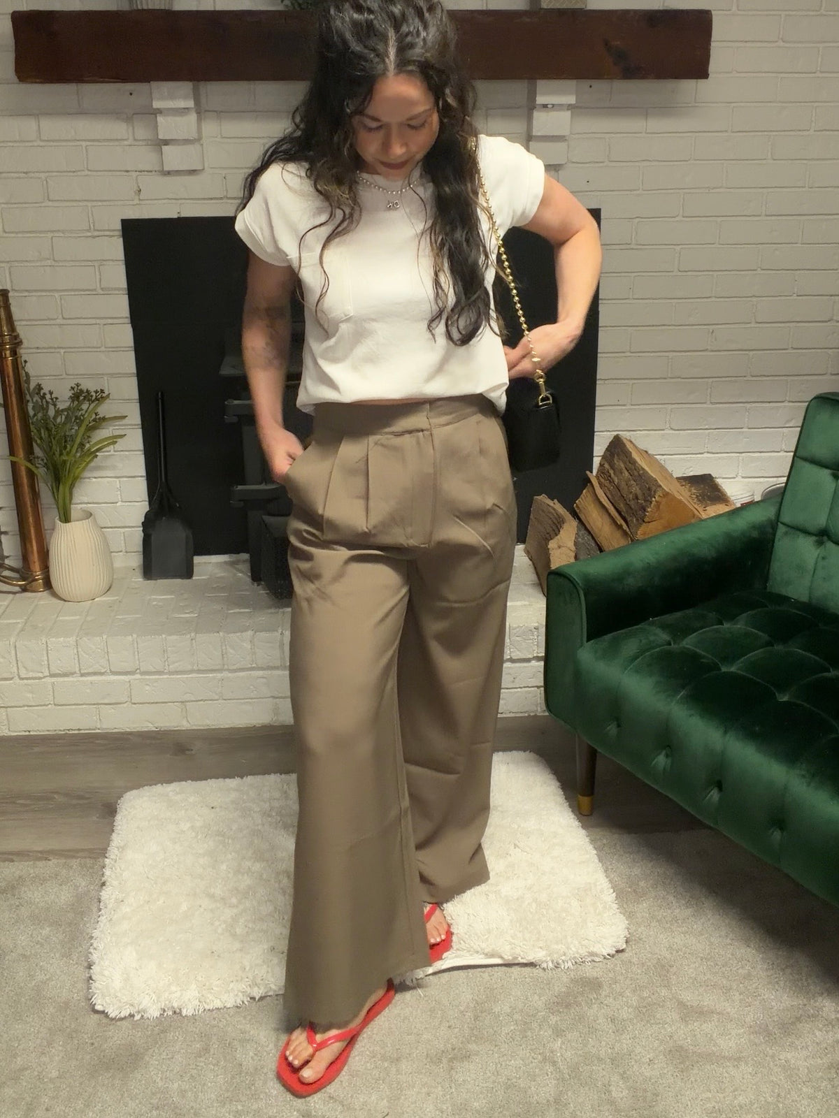 Light Brown Wide Leg Trouser