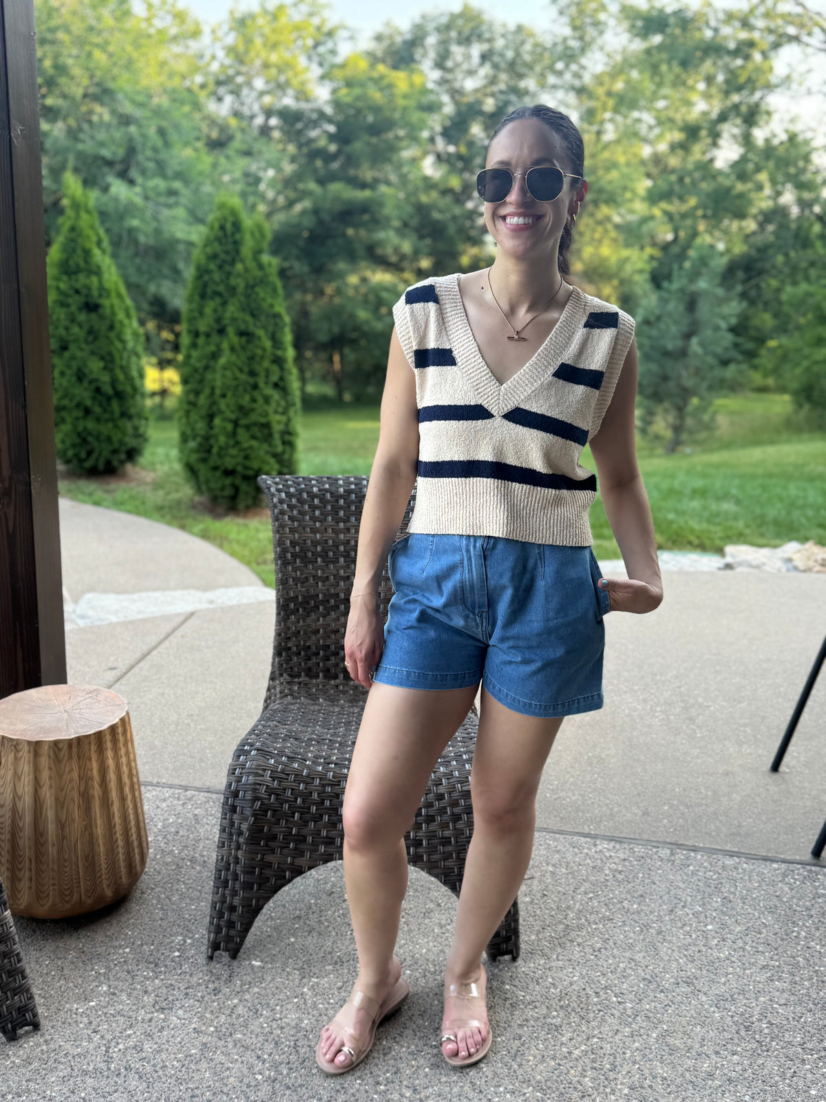 Navy Striped Sweater Vest