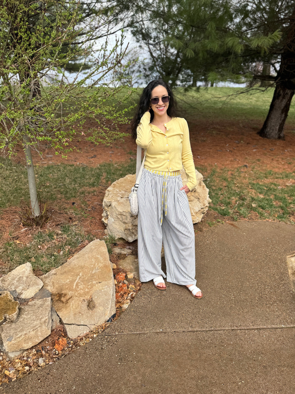 Navy & Yellow Relaxed Striped Lounge Pants