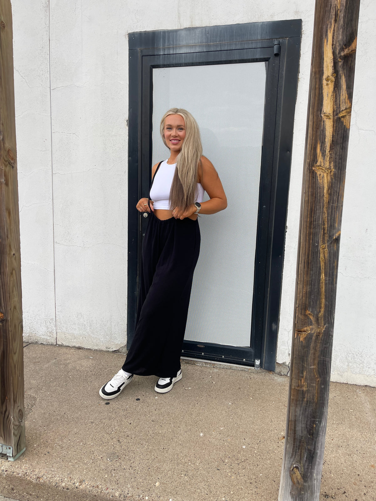 Black Wide Leg Suspender Jumper