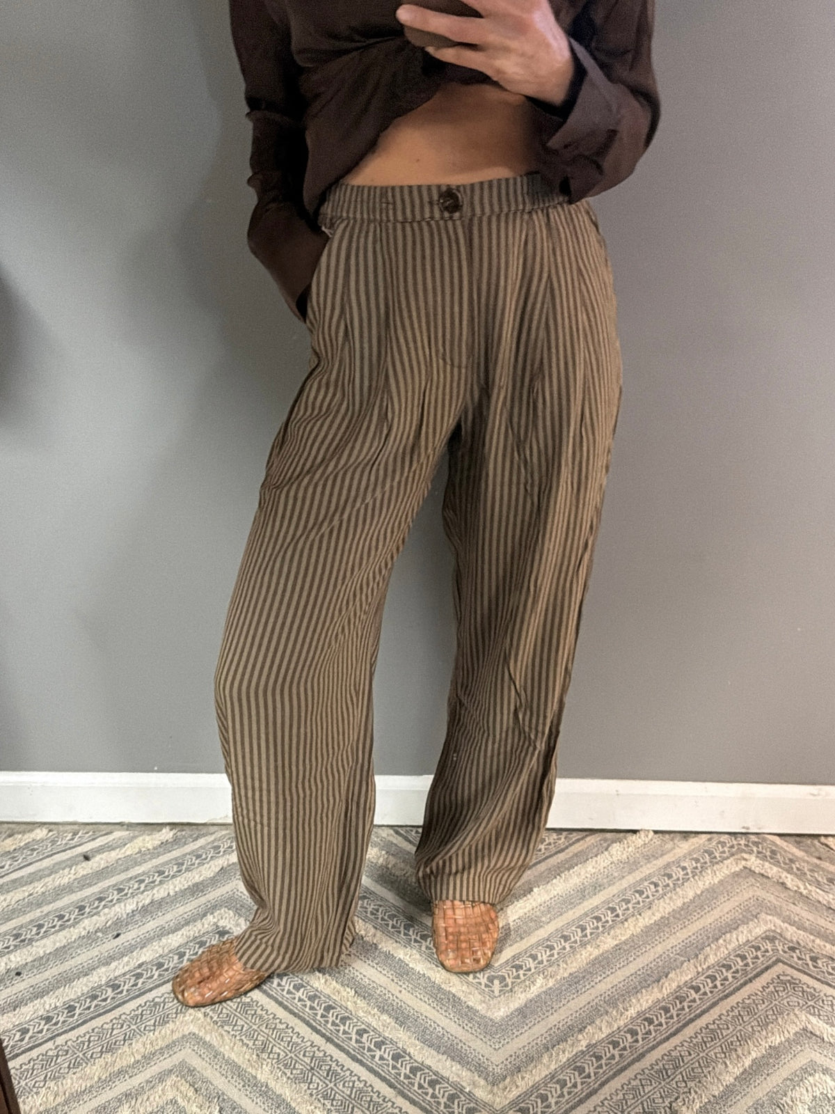 Brown Striped Trouser