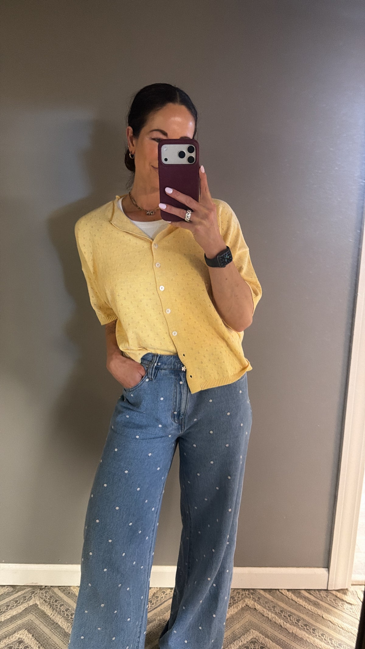 Butter Yellow Pointelle Short Sleeve Cardigan