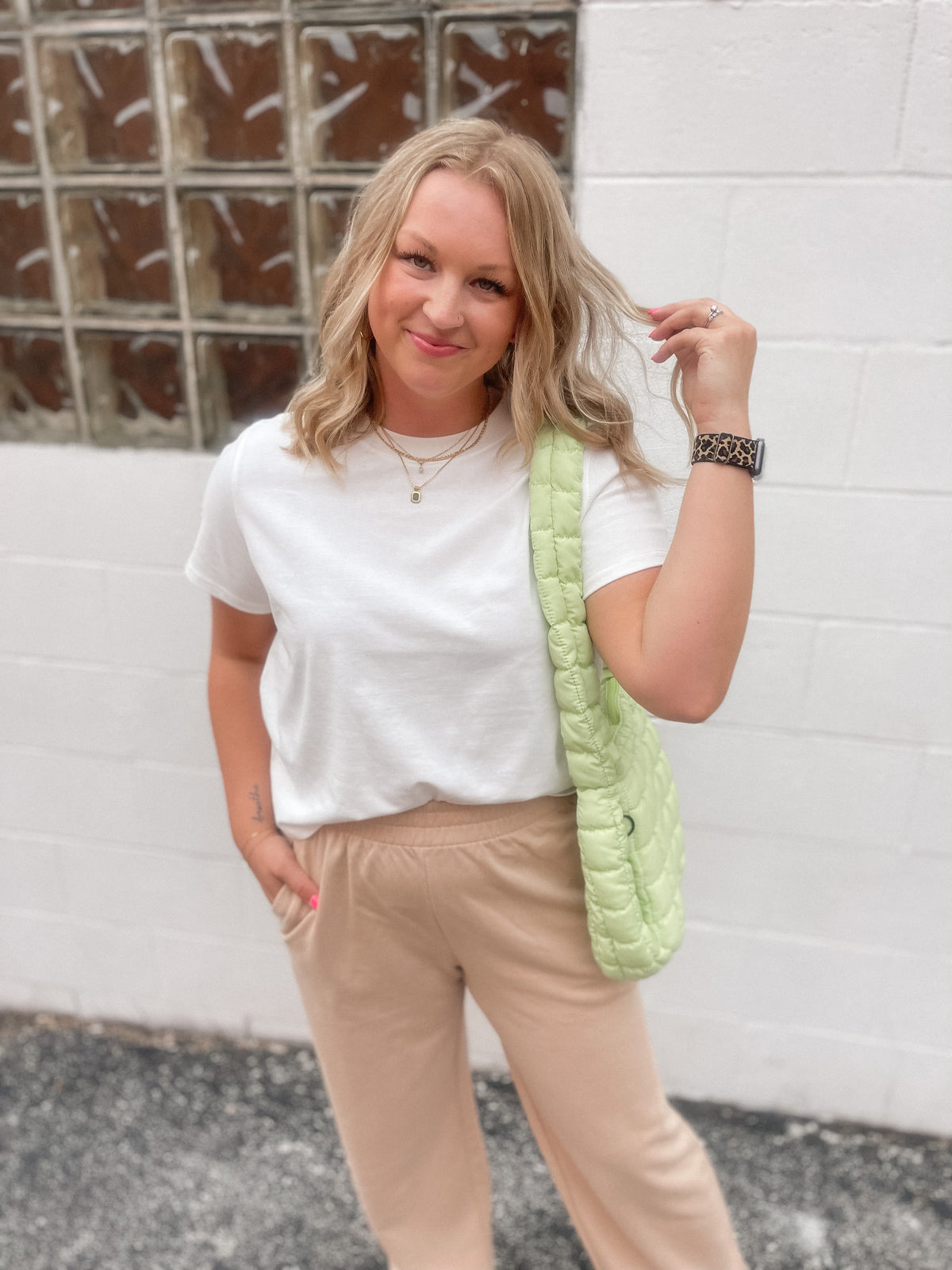 Lime Quilted Slouchy Bag