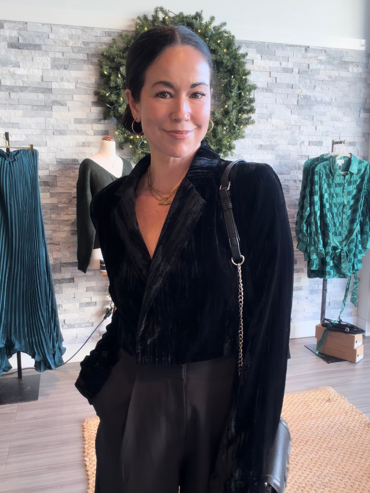 Black Velvet Cropped Jacket