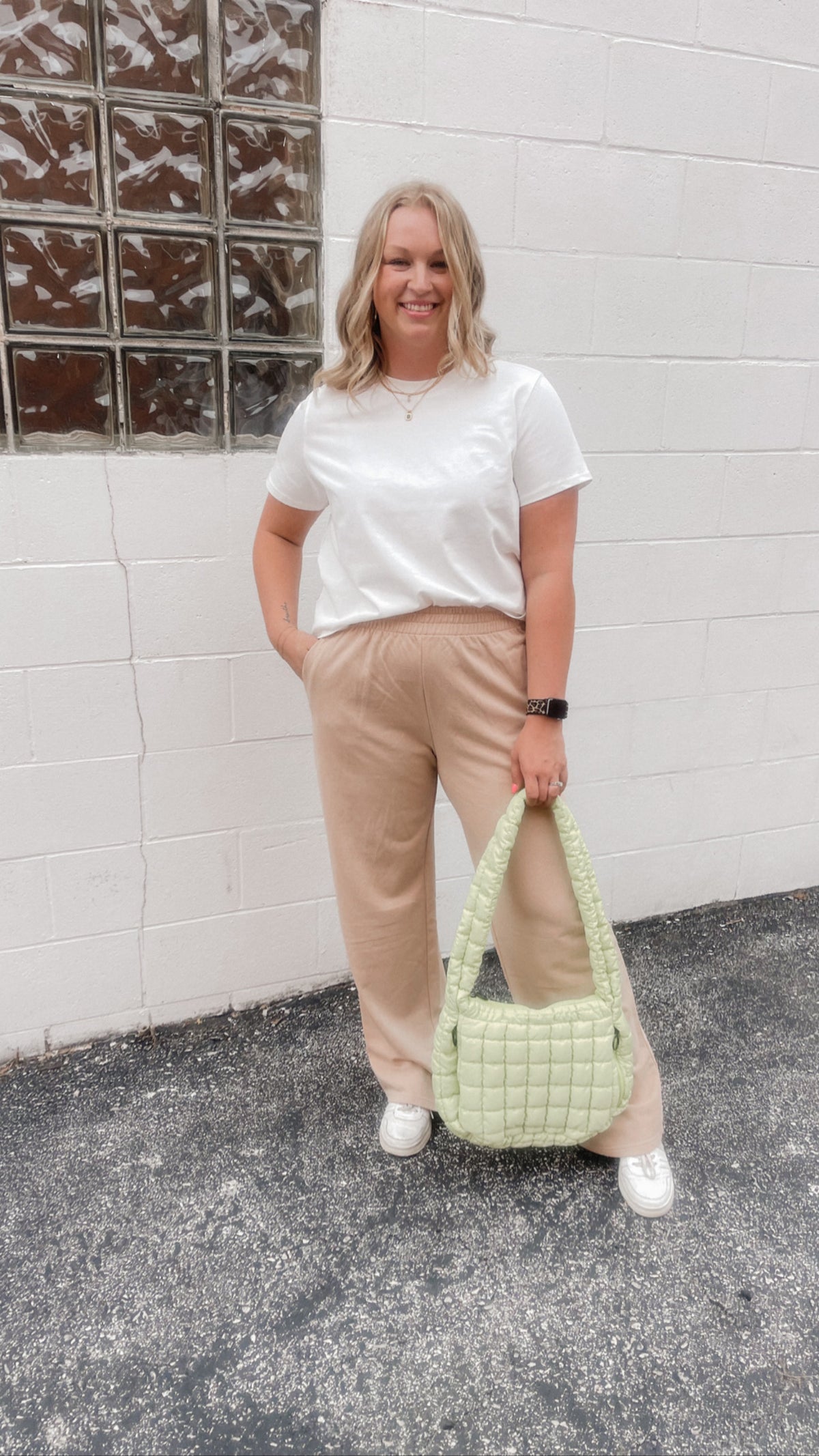 Lime Quilted Slouchy Bag