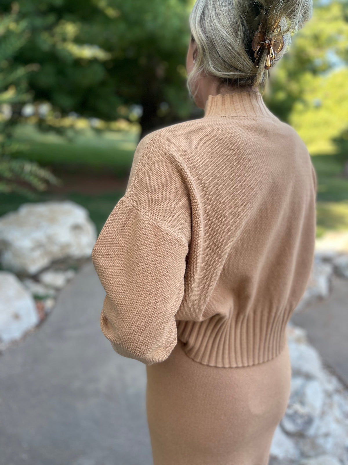 Camel Mock Neck Sweater Set