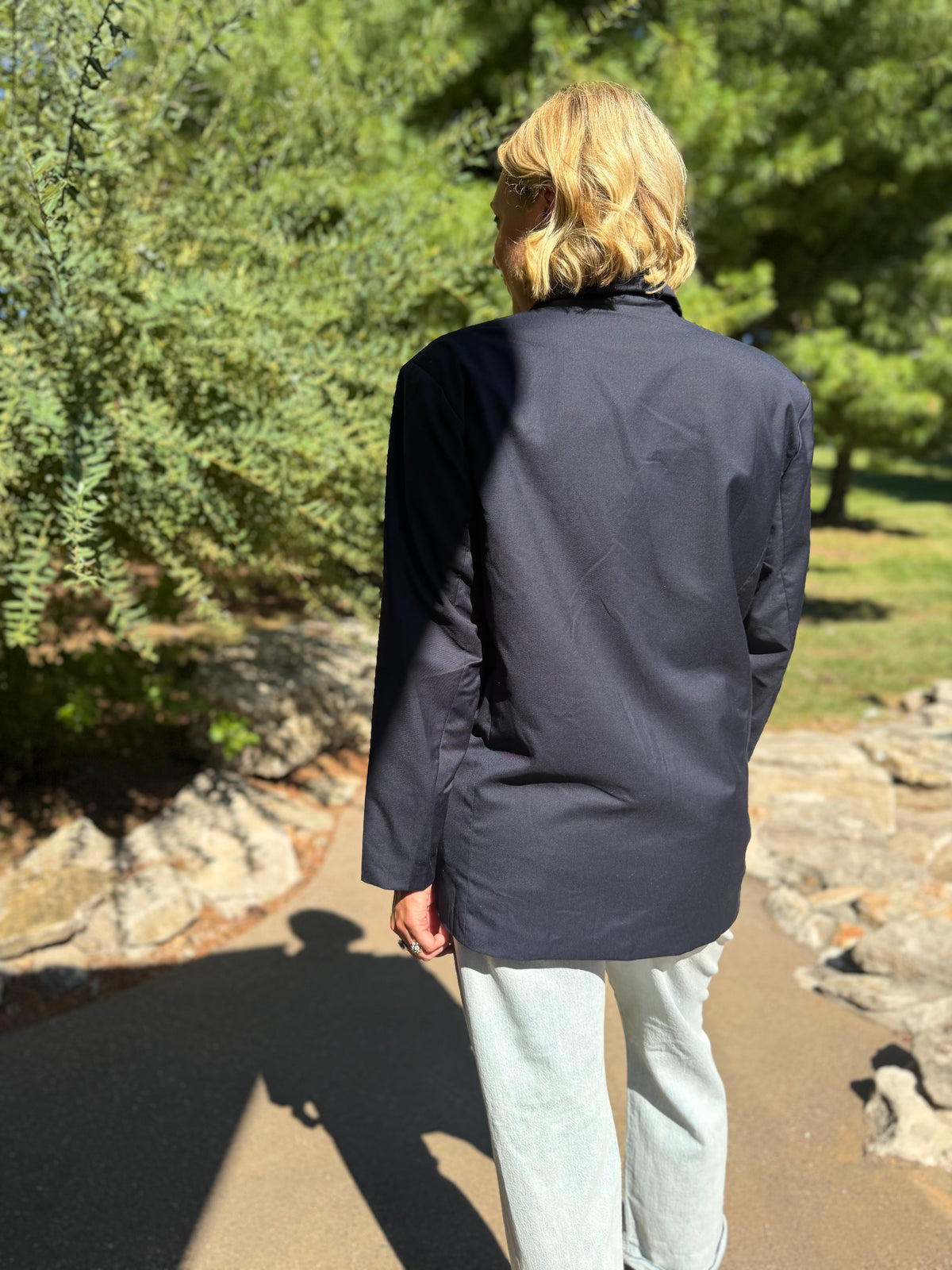 Navy Oversized Double Breasted Blazer