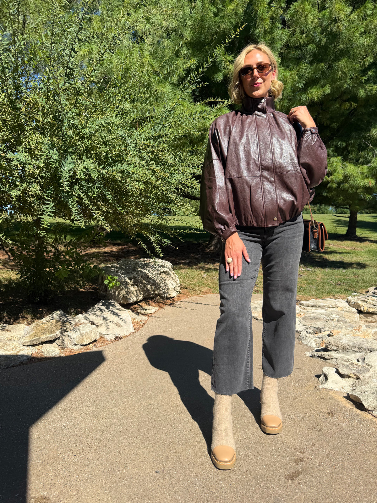 Burgundy Batwing Sleeve Funnel Neck Jacket