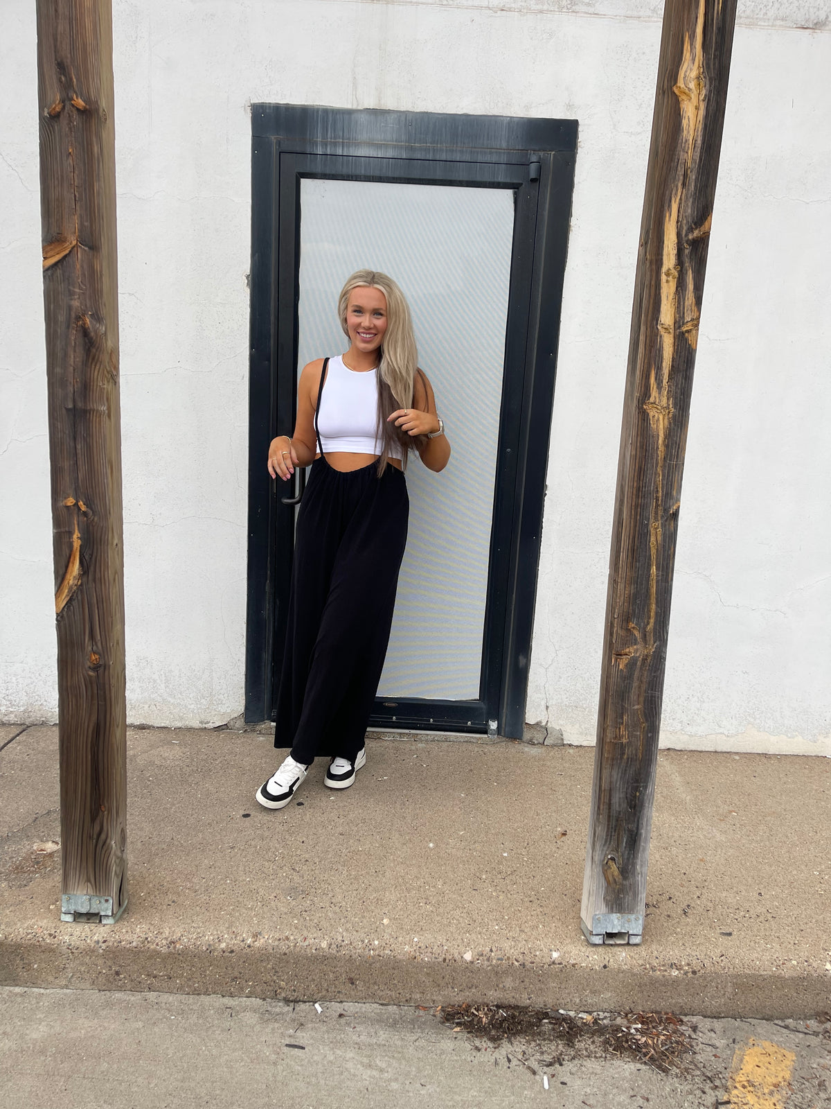 Black Wide Leg Suspender Jumper