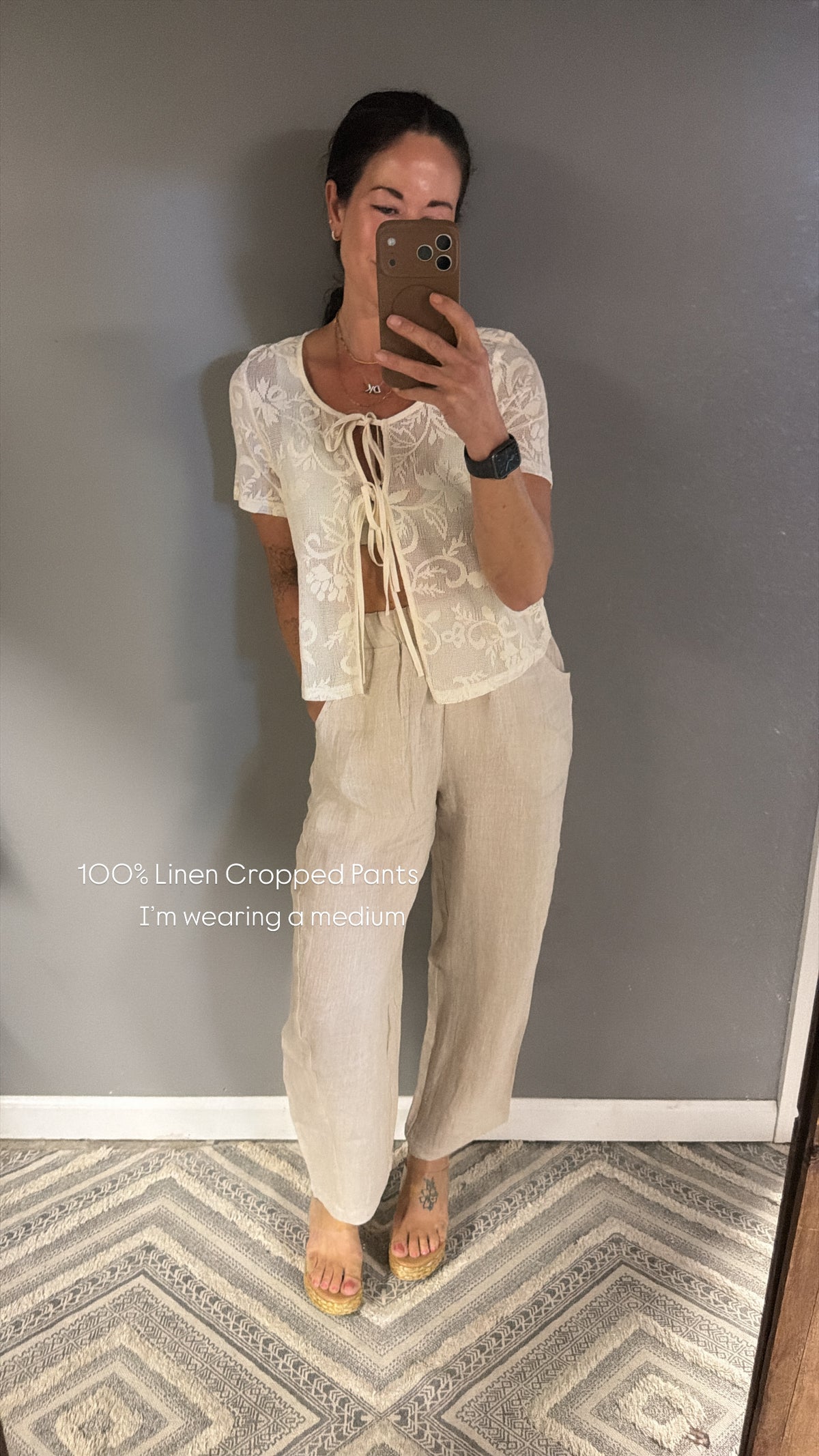 Melange Cropped Linen Pants