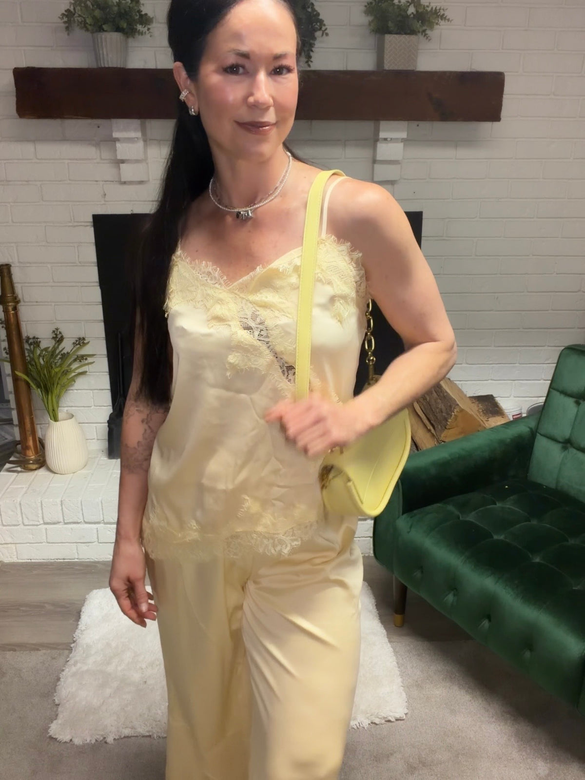 Creamy Butter Satin Lined Wide Leg Pants