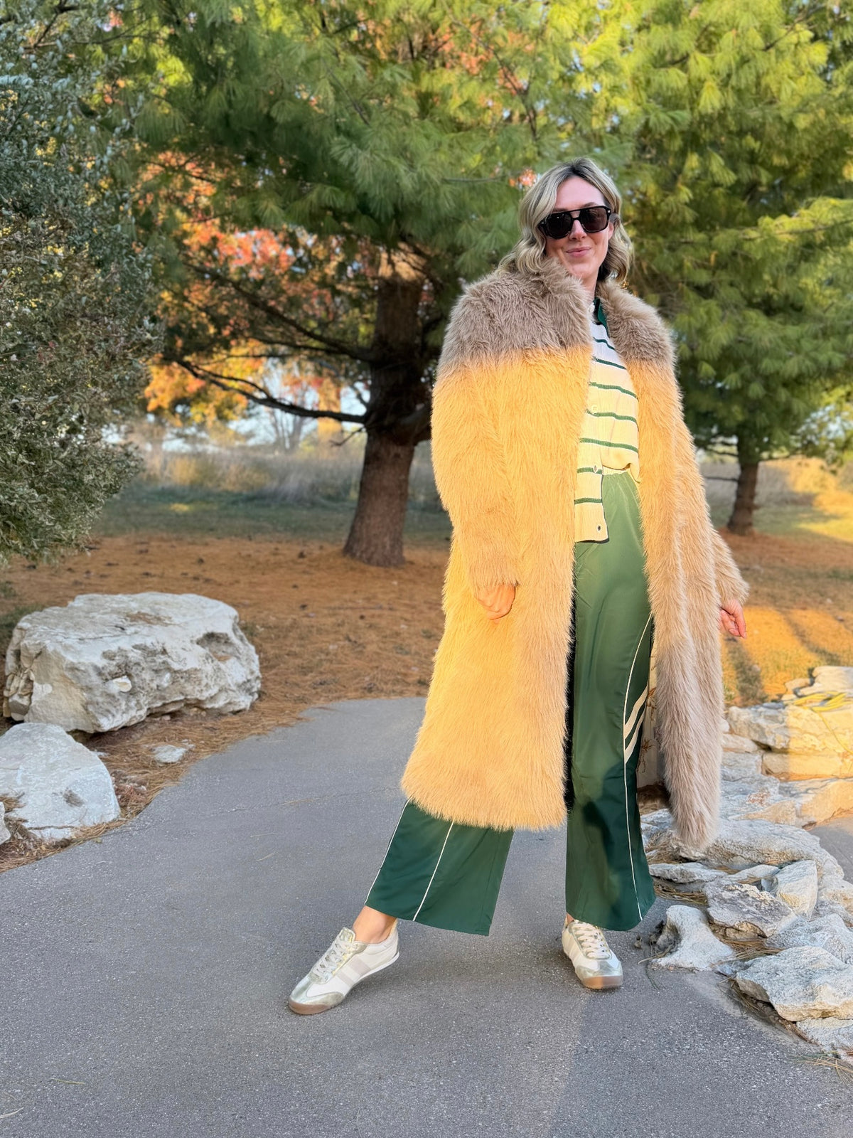 Camel Faux Fur Maxi Coat
