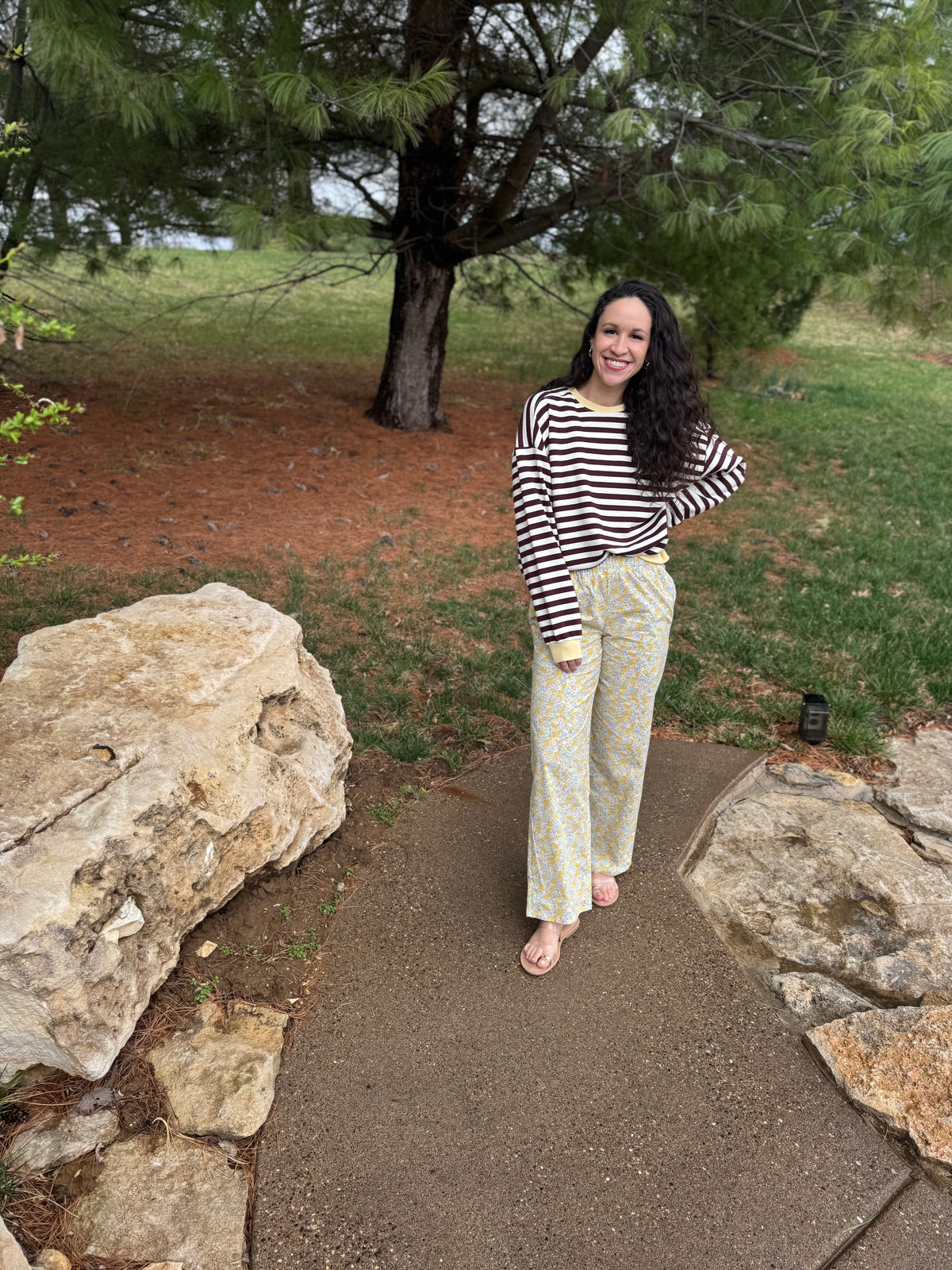 Butter & Burgundy Striped Pullover
