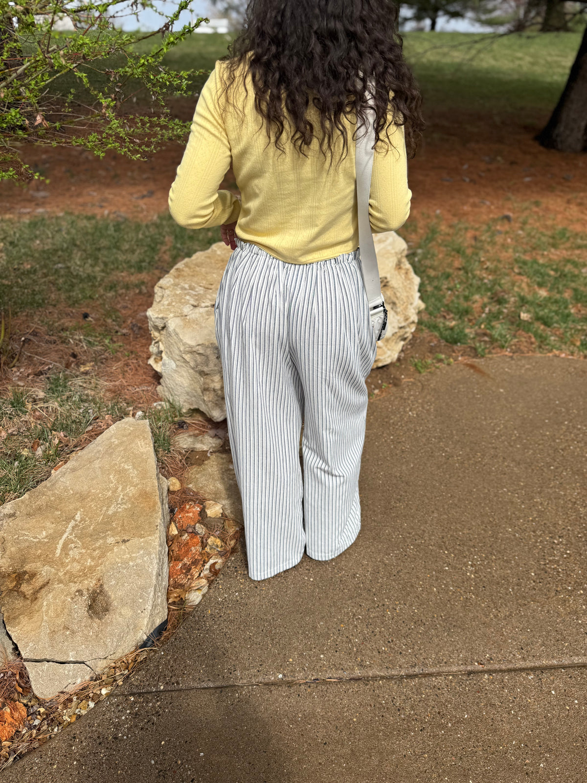 Navy & Yellow Relaxed Striped Lounge Pants