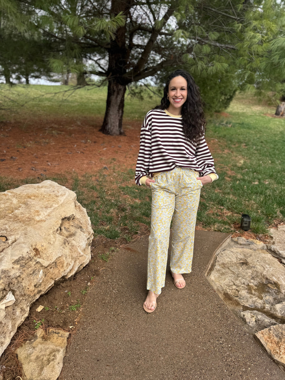Yellow Floral Printed Lounge Pants