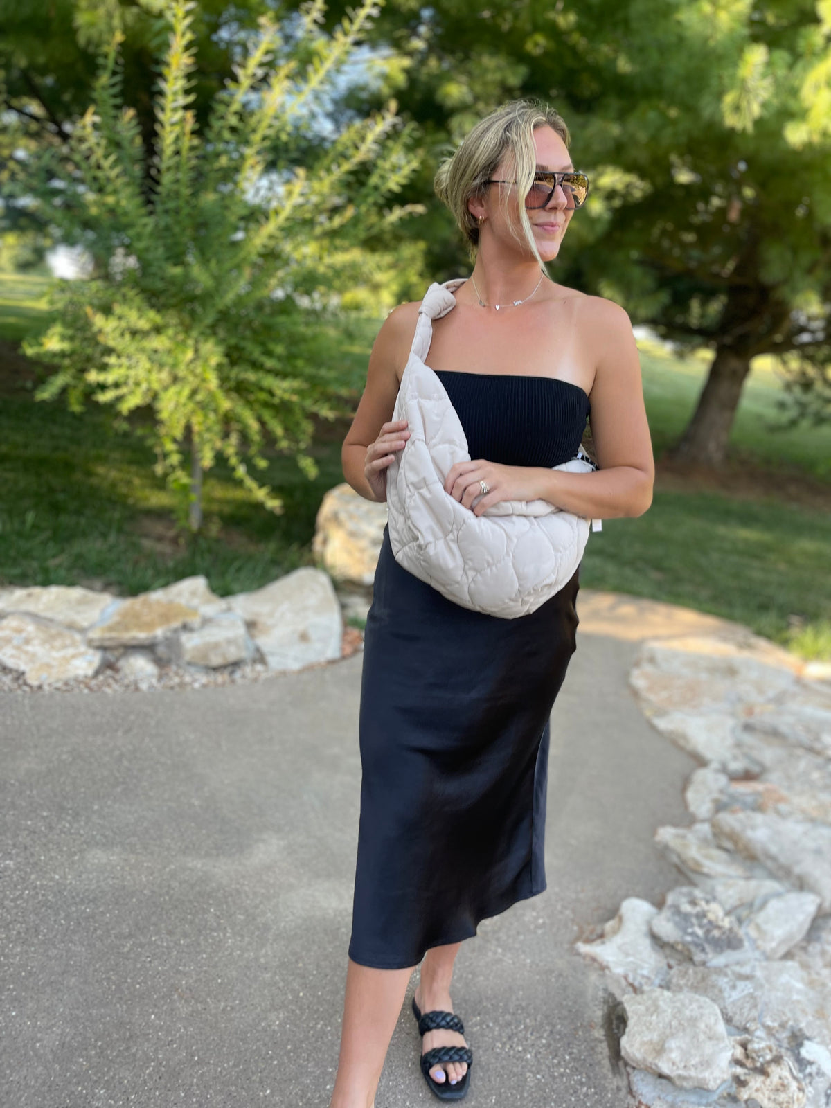 Cream Puffer Sling Bag
